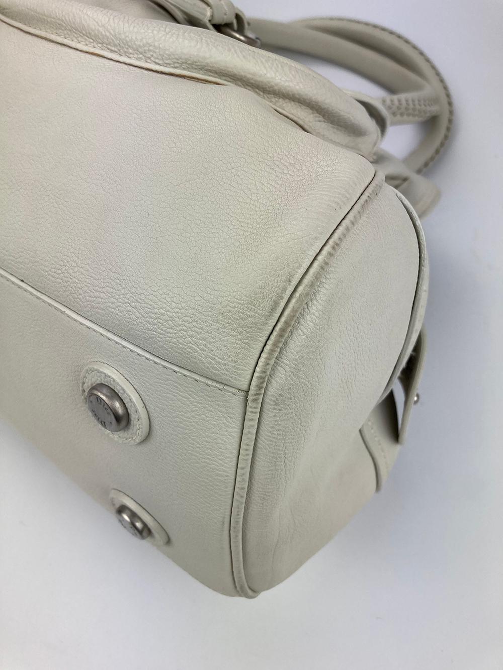 CHRISTIAN DIOR White Leather Shoulder Shopper Bag