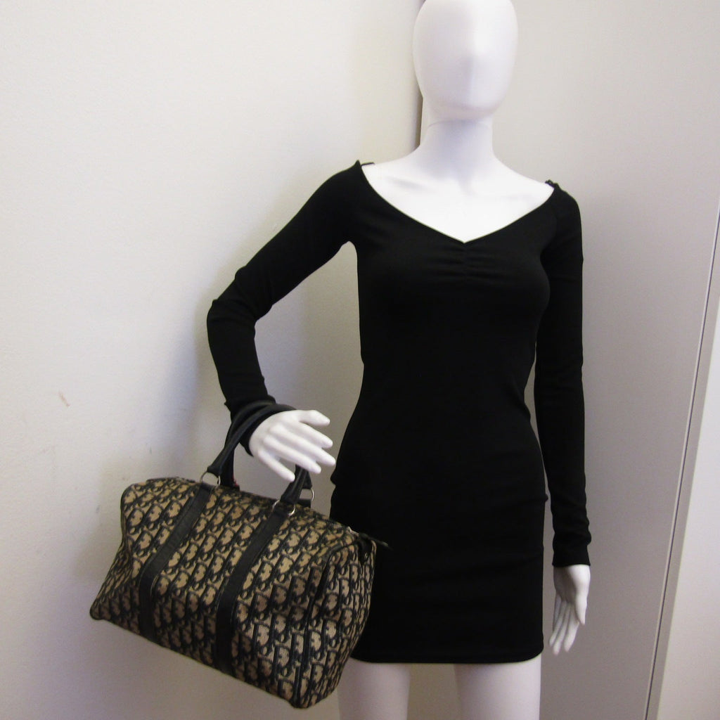 CHRISTIAN DIOR Bowling Handbag in Blue Fabric