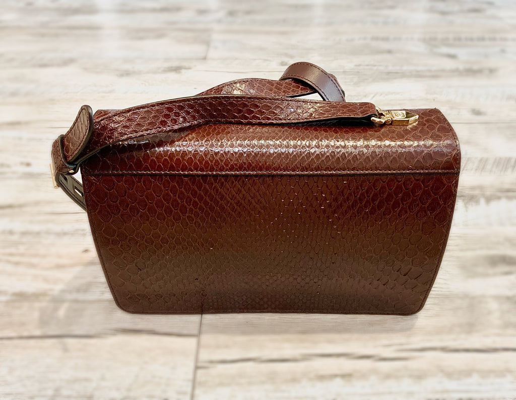 GUCCI GG PYTHON TRICOLOR ACCORDION SHOULDER BAG