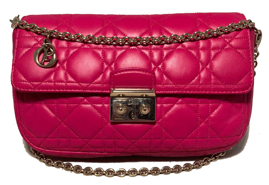 Christian Dior Pink Leather Cannage Quilted Miss Dior Flap Bag