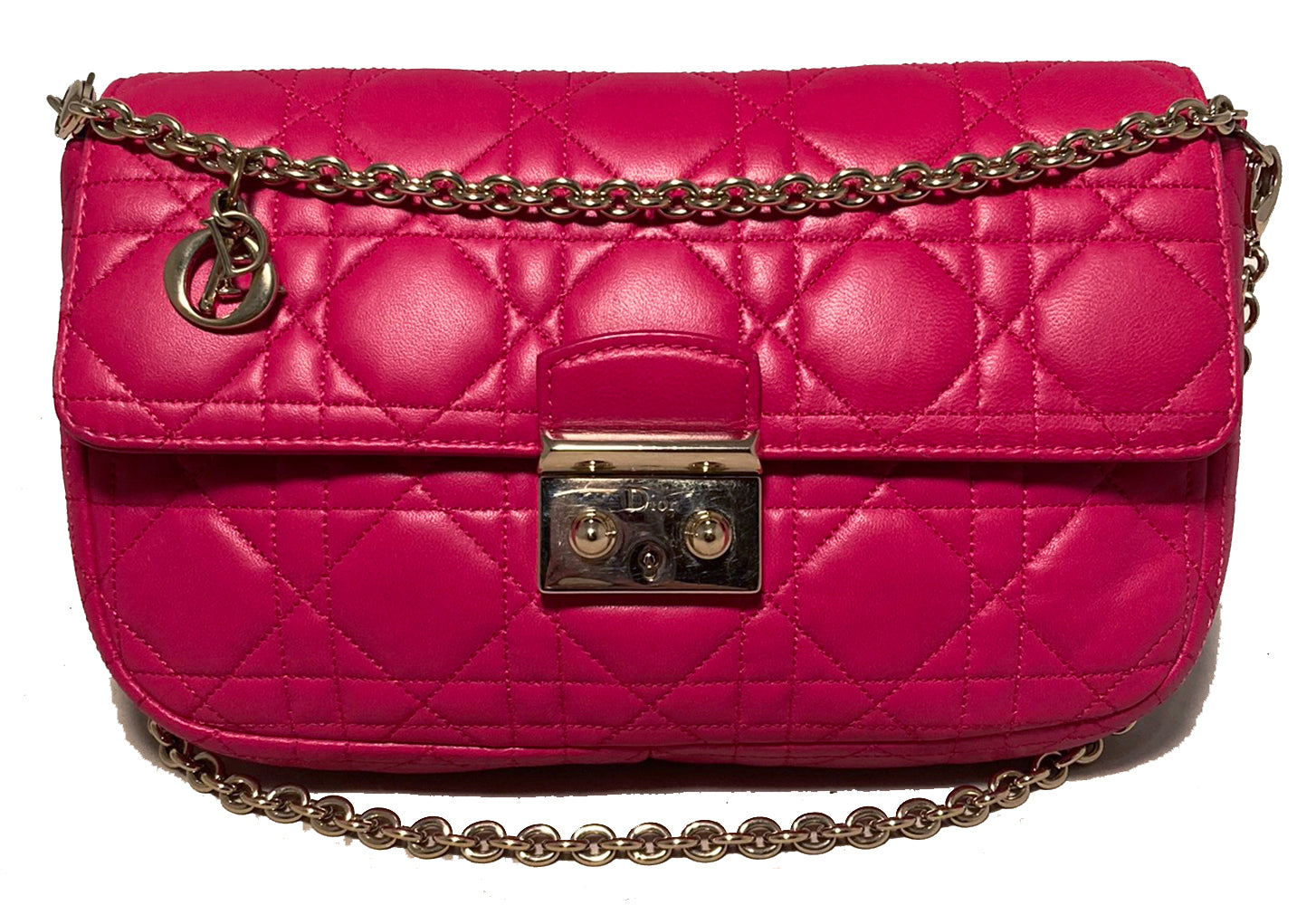 Christian Dior Pink Leather Cannage Quilted Miss Dior Flap Bag