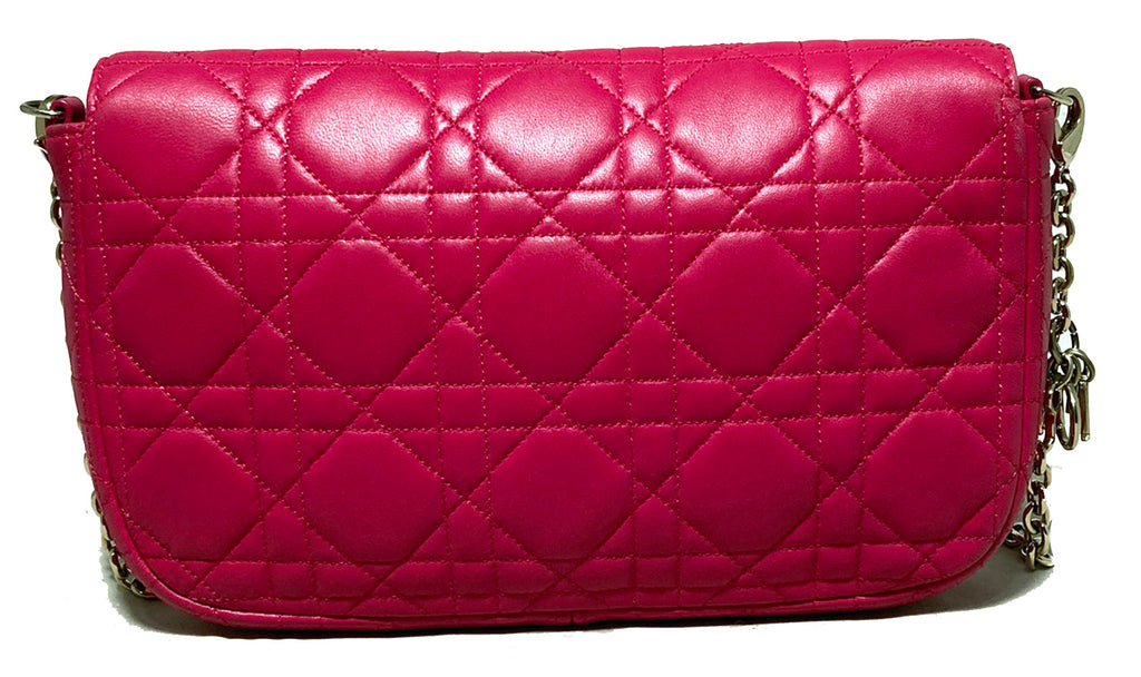 Christian Dior Pink Leather Cannage Quilted Miss Dior Flap Bag