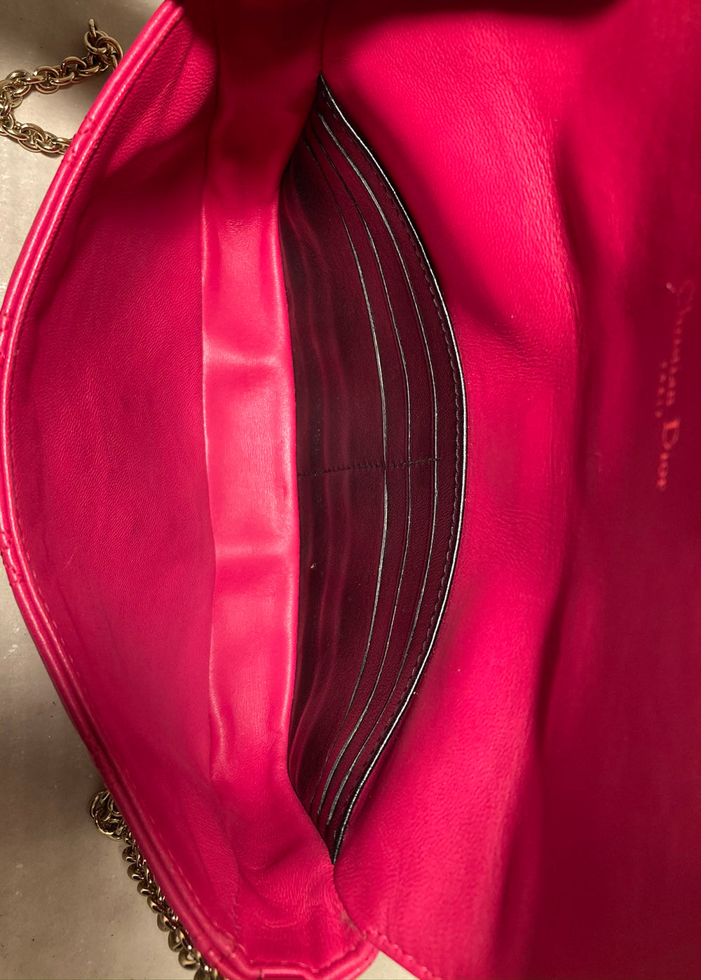 Christian Dior Pink Leather Cannage Quilted Miss Dior Flap Bag
