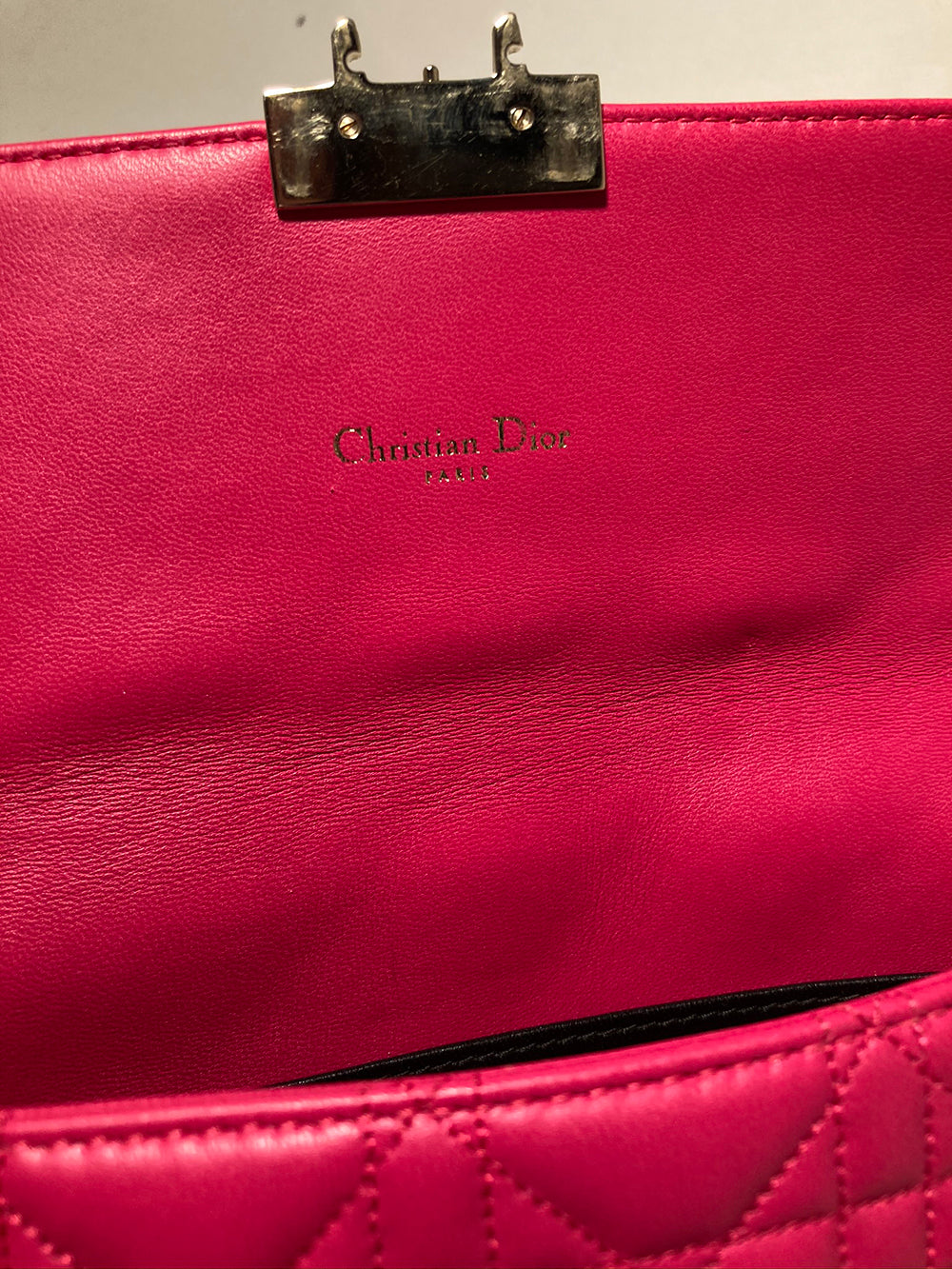 Christian Dior Pink Leather Cannage Quilted Miss Dior Flap Bag