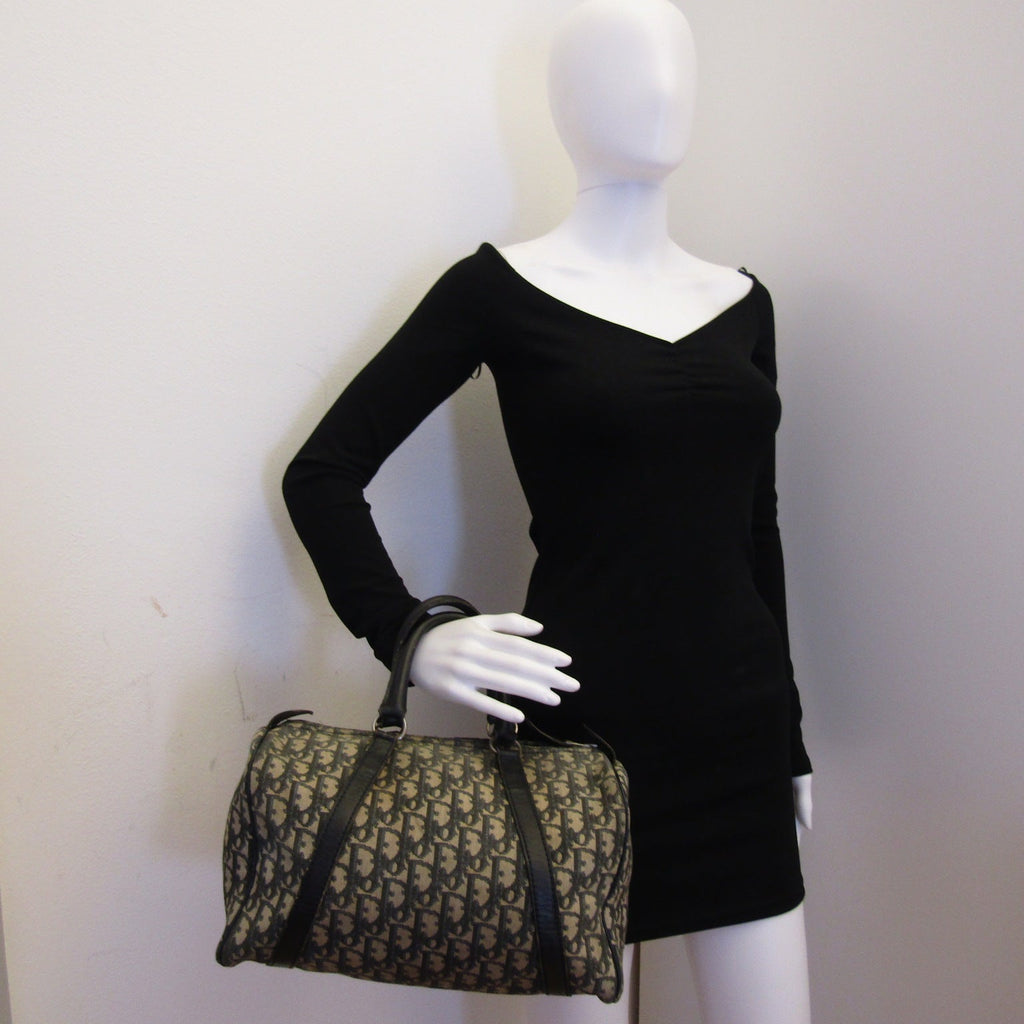 CHRISTIAN DIOR Bowling Handbag in Blue Fabric