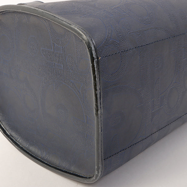 DIOR Logo Pattern Oval Logo Plate Boston Bag Navy
