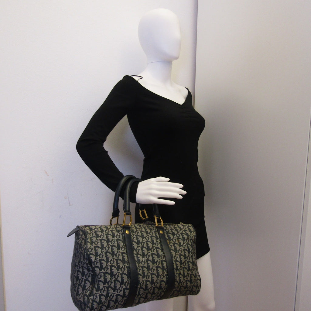 CHRISTIAN DIOR Bowling Handbag in Blue Fabric