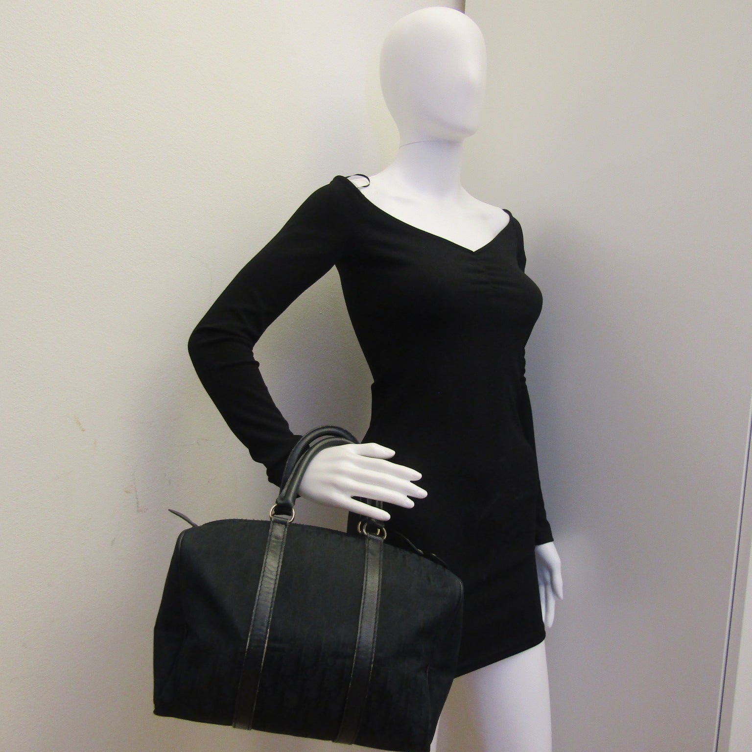 CHRISTIAN DIOR Bowling Handbag in Blue Fabric