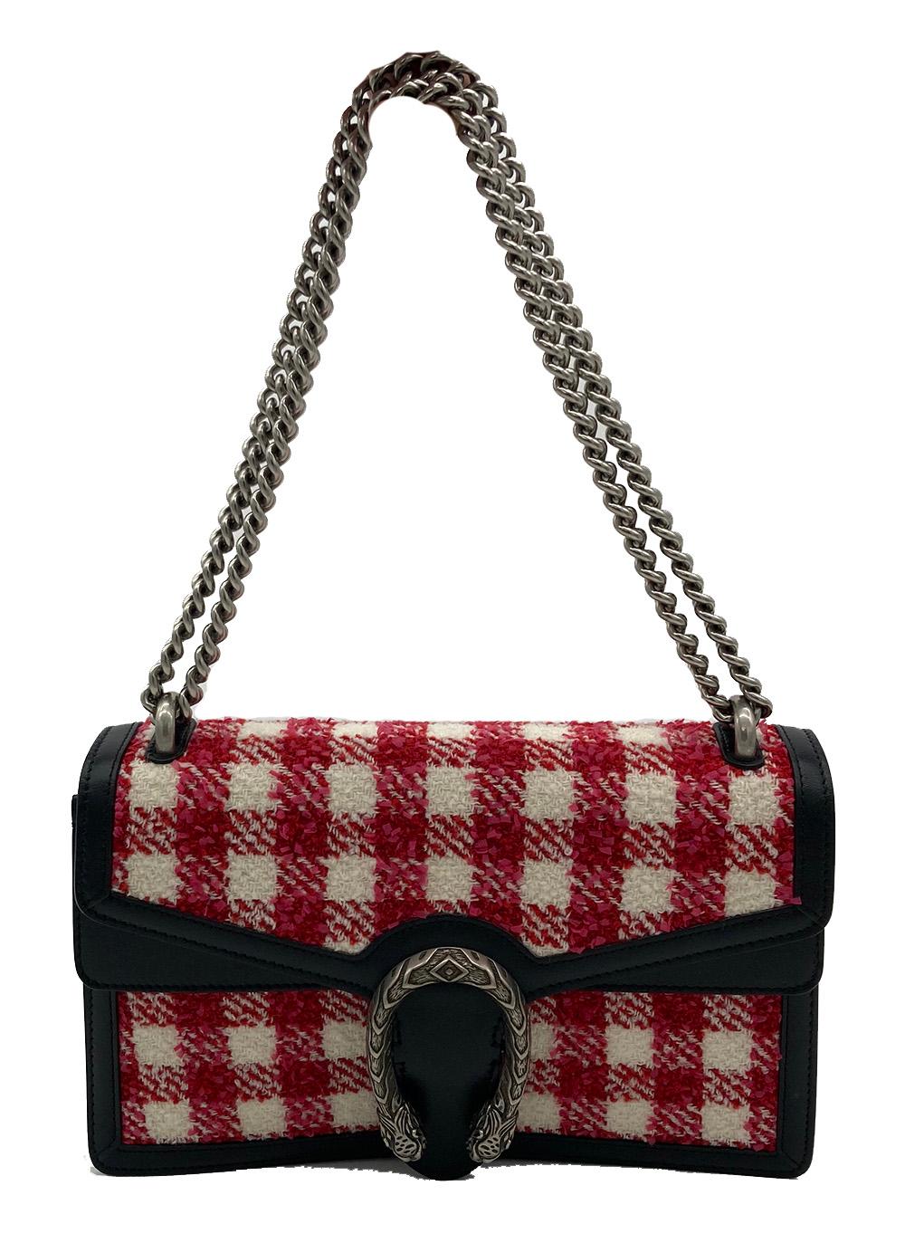 CHRISTIAN DIOR Vichy Wool Tweed Small Dionysus Shoulder Bag