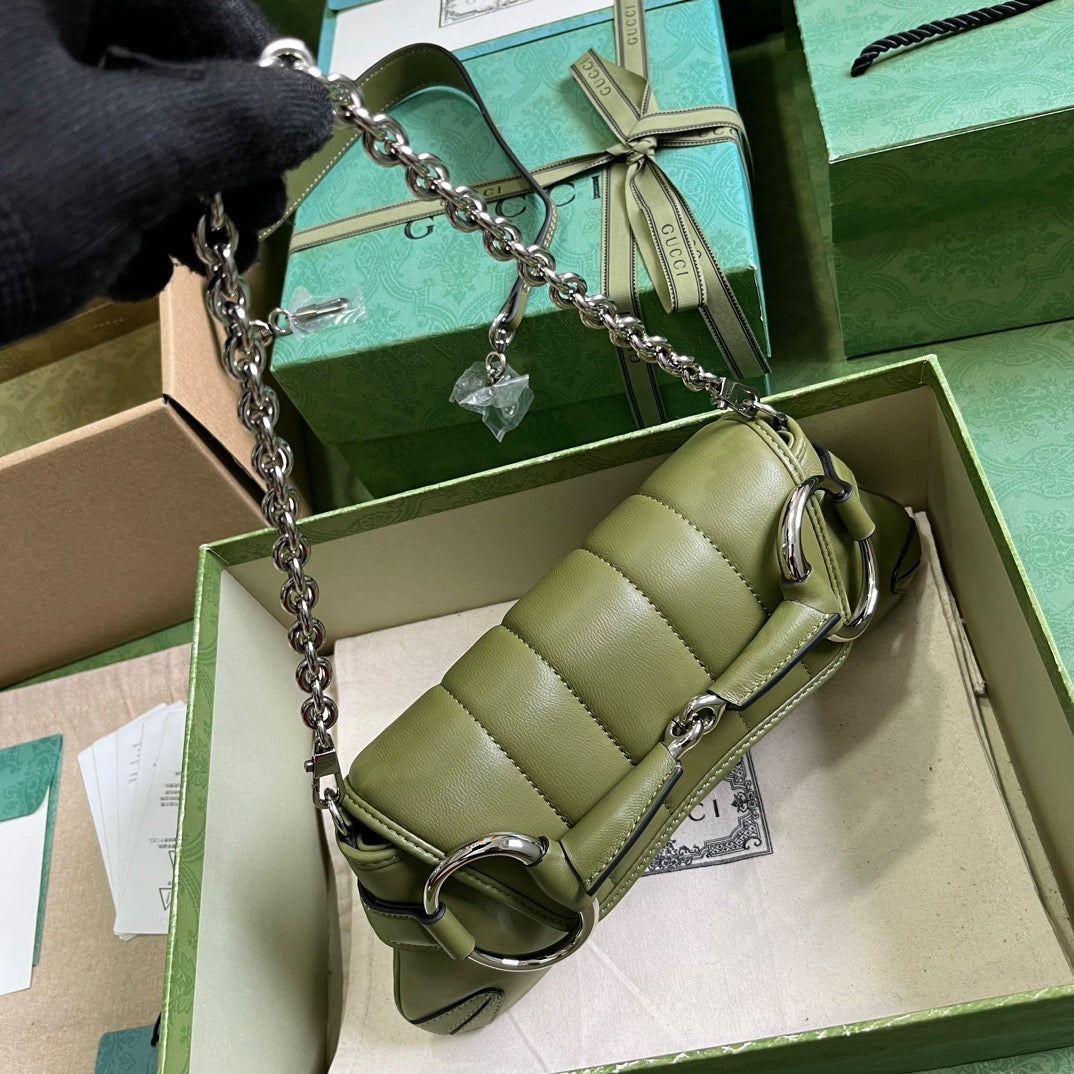 GC589 Gucci Horsebit Chain Small Shoulder Bag / HIGHEST QUALITY VERSION / 10.6"W x 4.5"H x 2"D