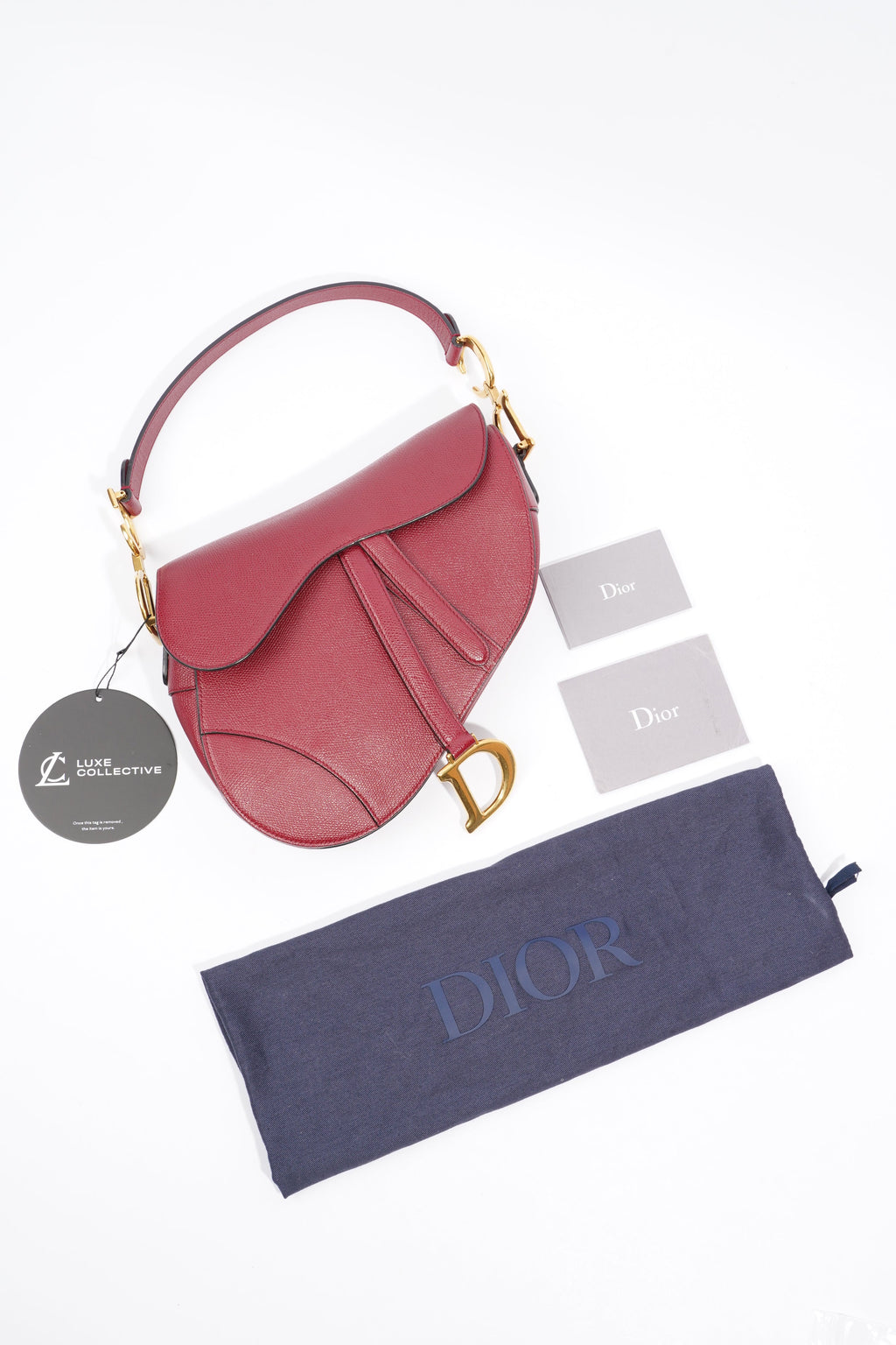 Christian Dior Saddle Bag Burgundy Leather
