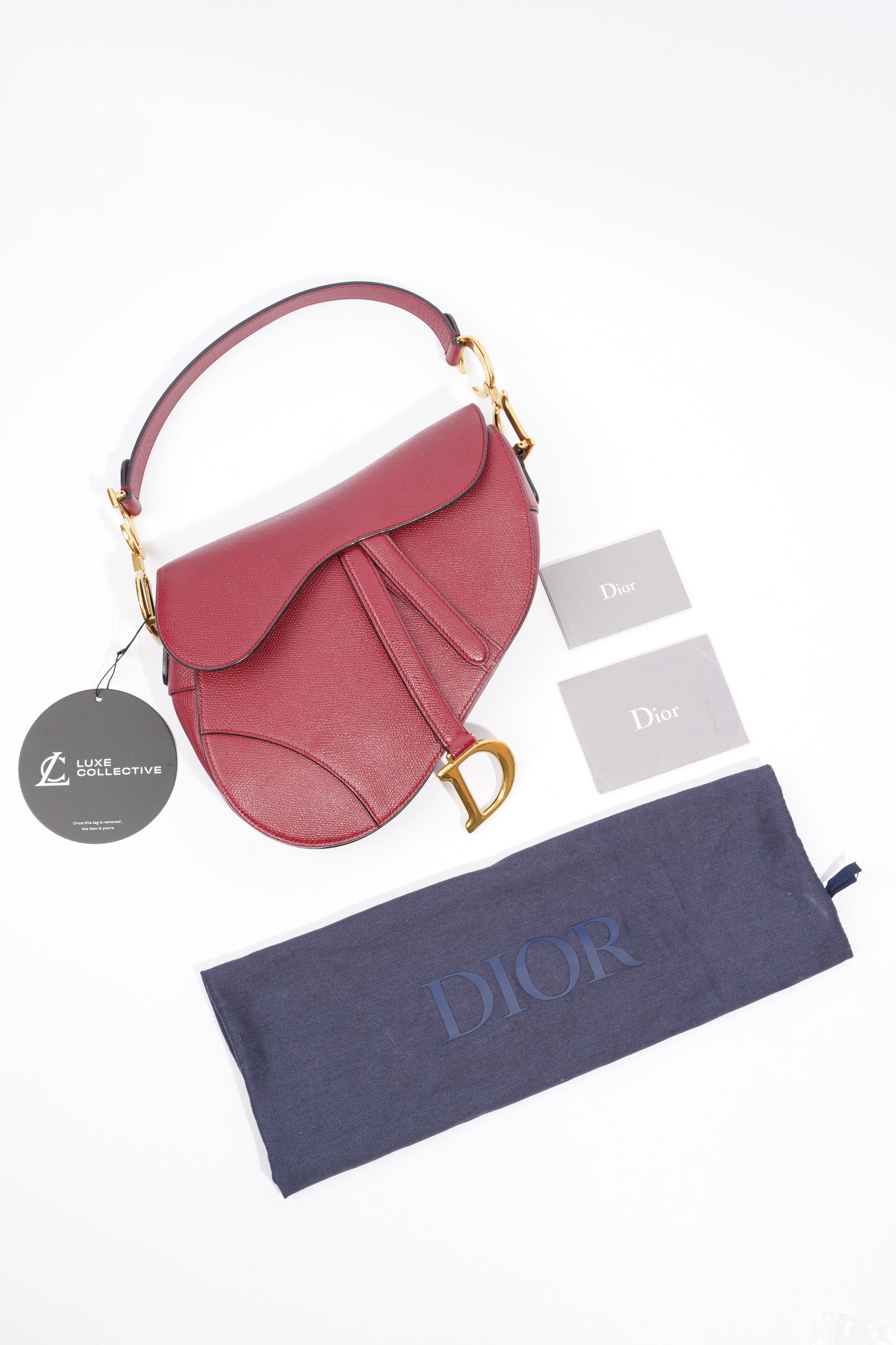 Christian Dior Saddle Bag Burgundy Leather