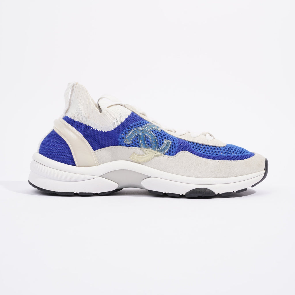 Chanel CC Logo Sneaker Blue / White Suede EU 38 UK 5