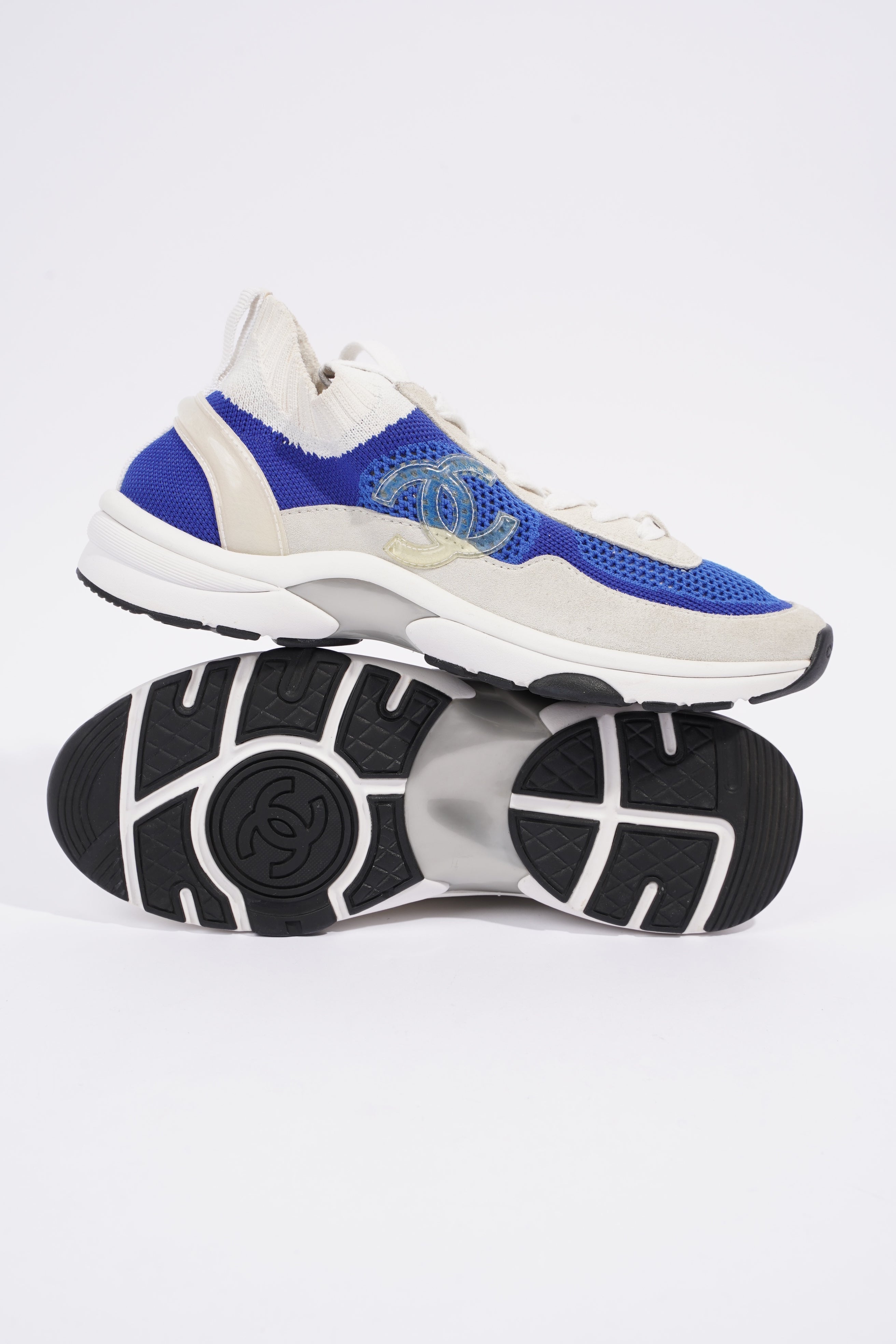 Chanel CC Logo Sneaker Blue / White Suede EU 38 UK 5