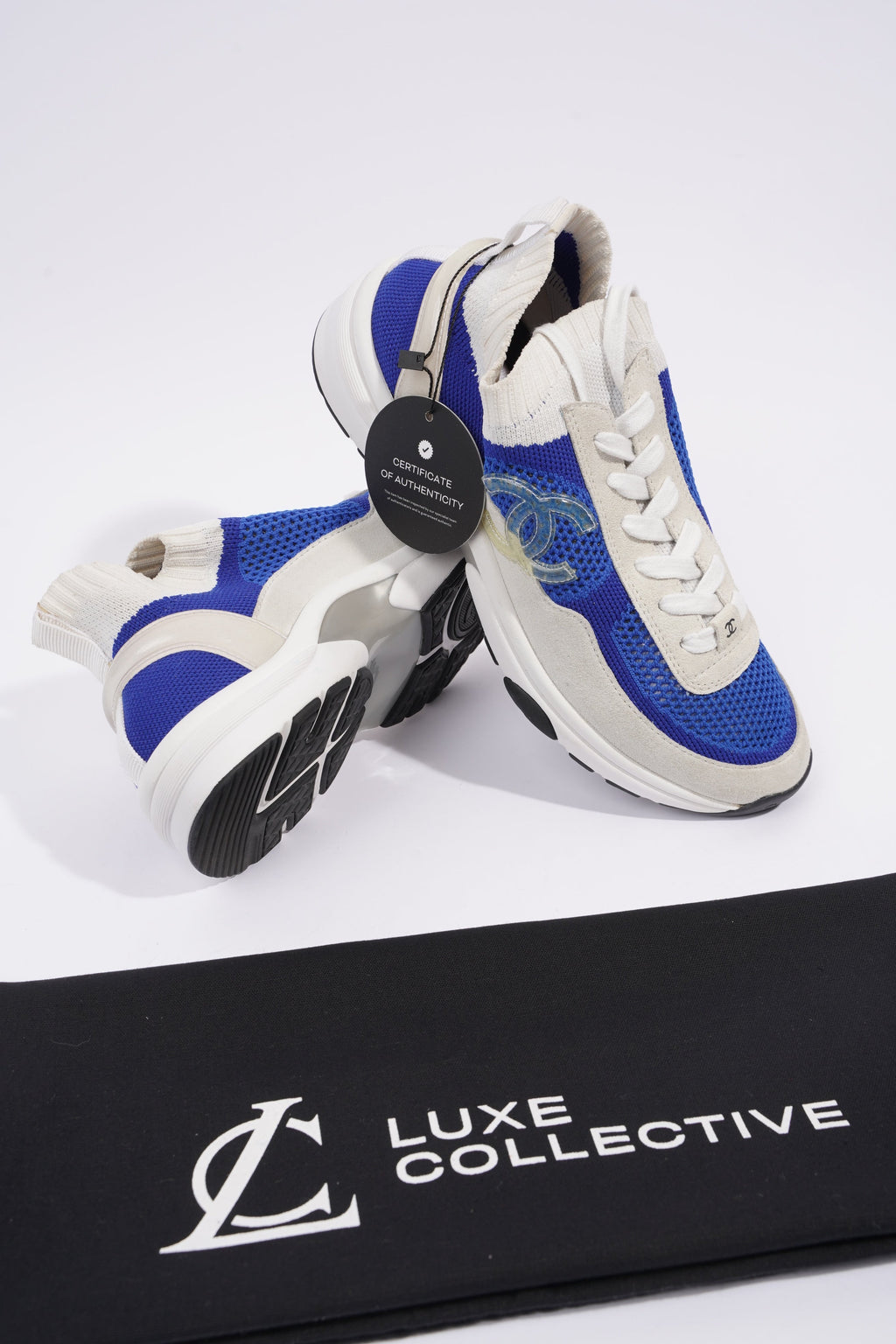 Chanel CC Logo Sneaker Blue / White Suede EU 38 UK 5