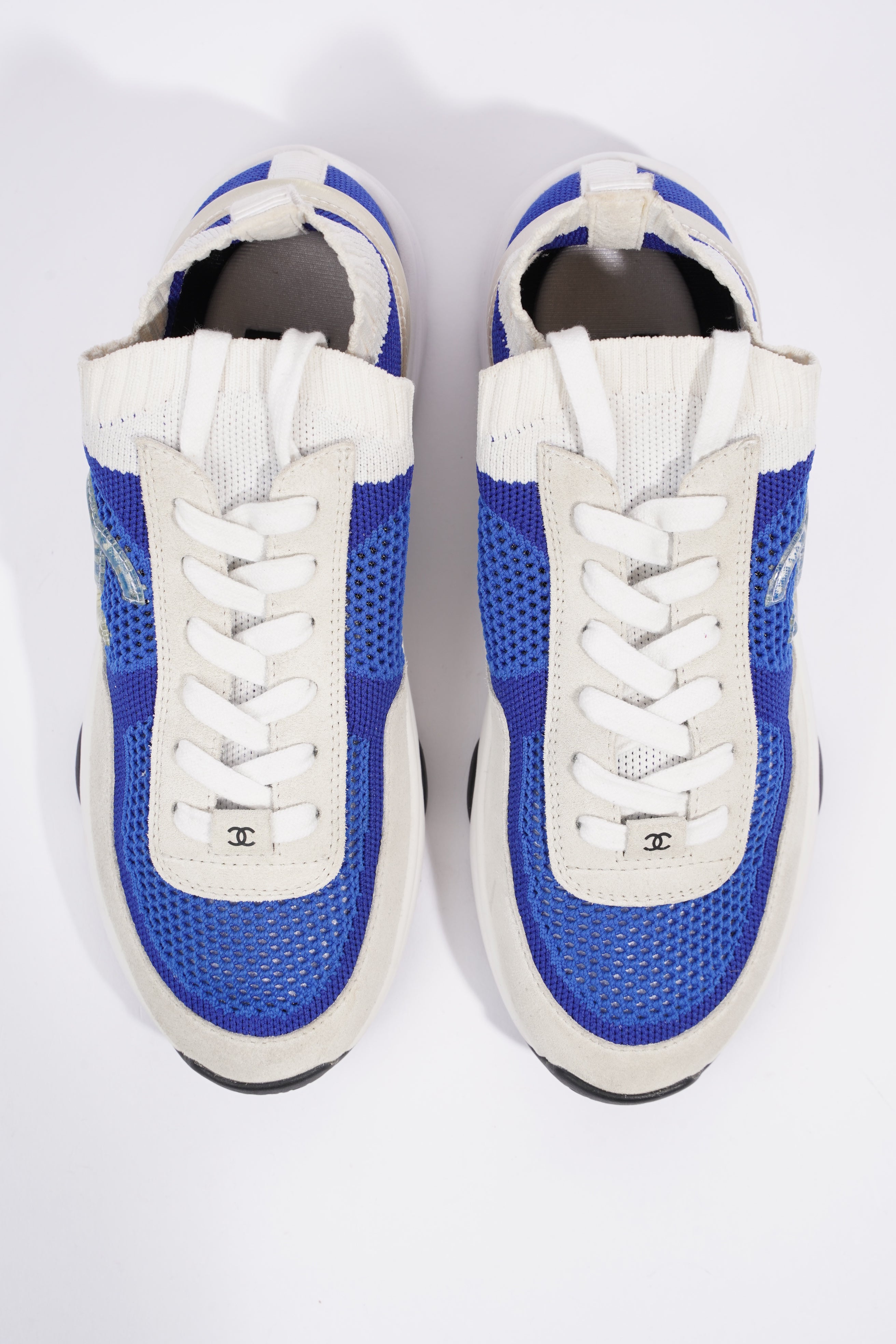 Chanel CC Logo Sneaker Blue / White Suede EU 38 UK 5