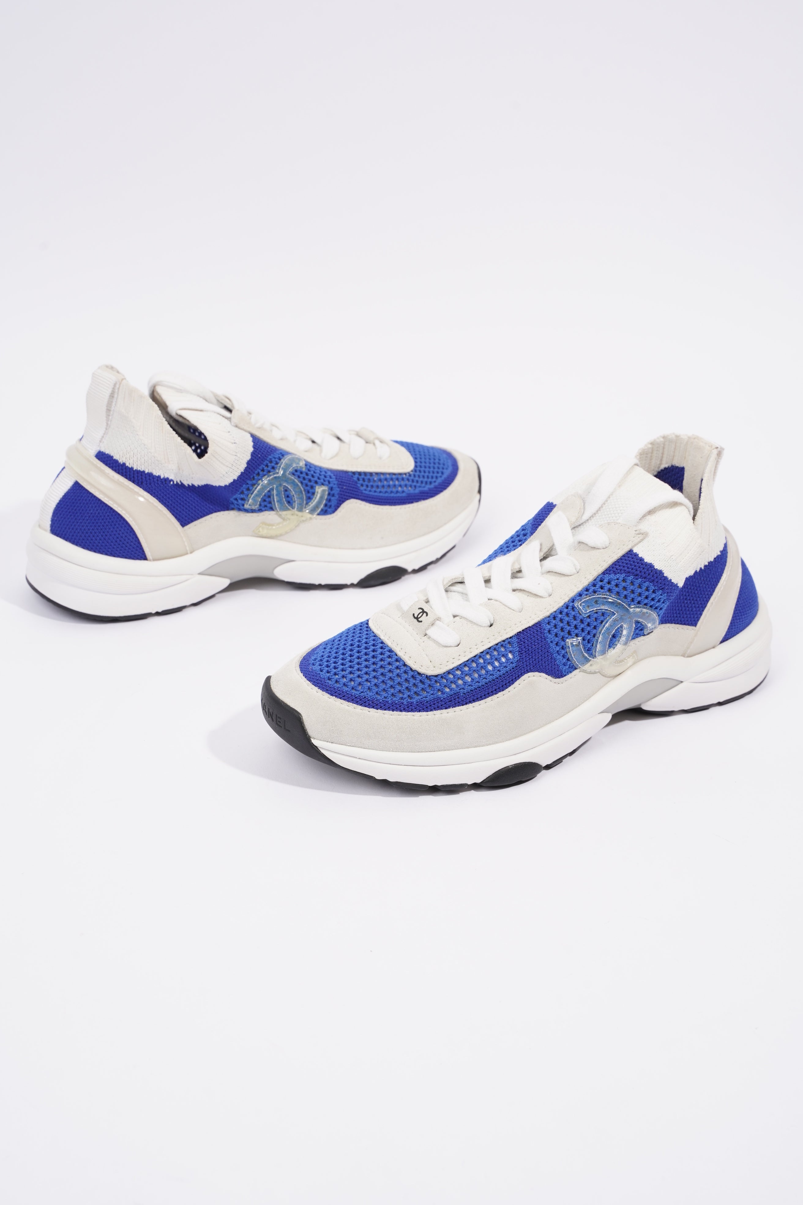 Chanel CC Logo Sneaker Blue / White Suede EU 38 UK 5