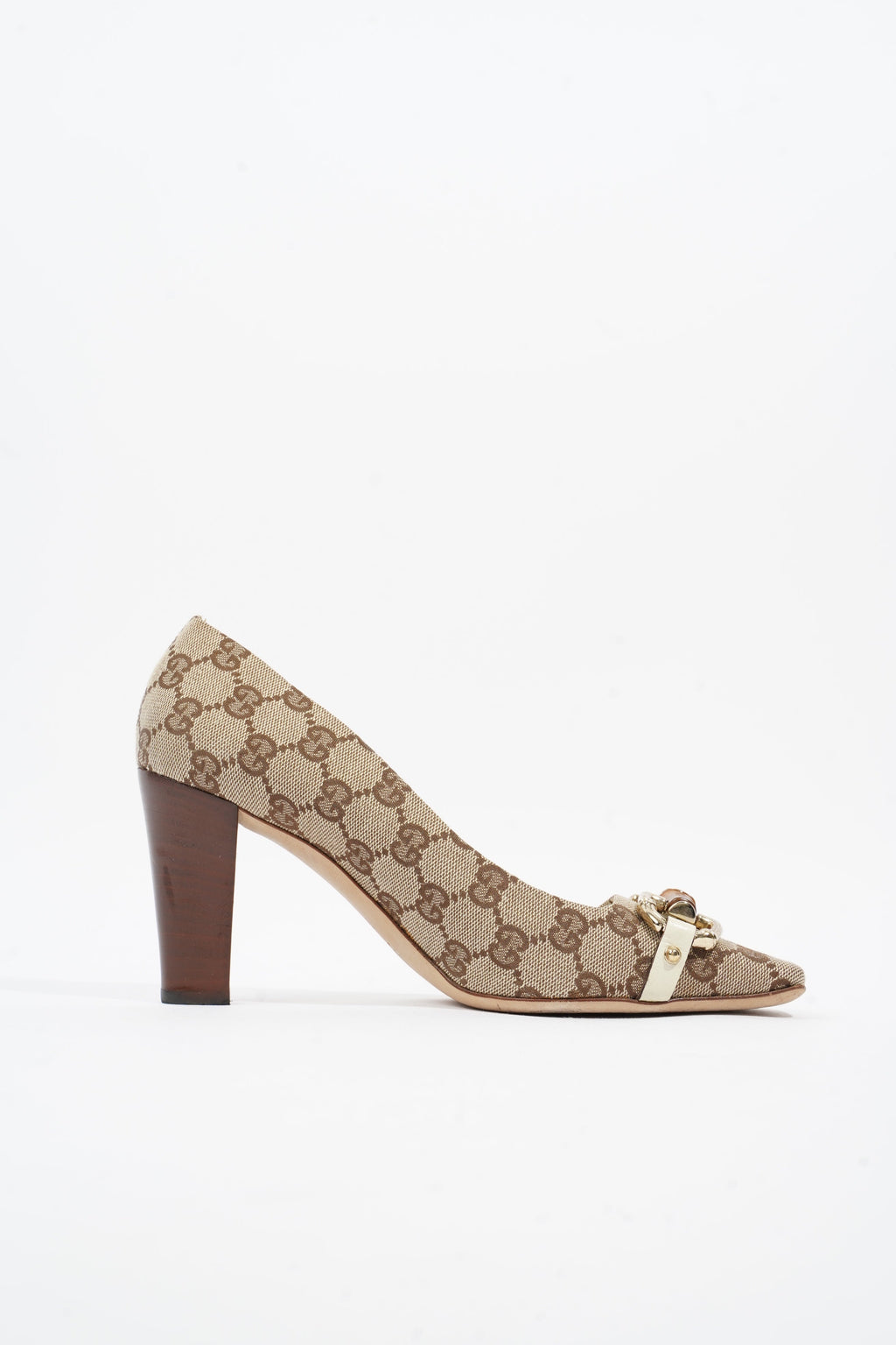 Gucci Bamboo Horsebit Pump 85 Supreme Canvas EU 37.5 UK 4.5