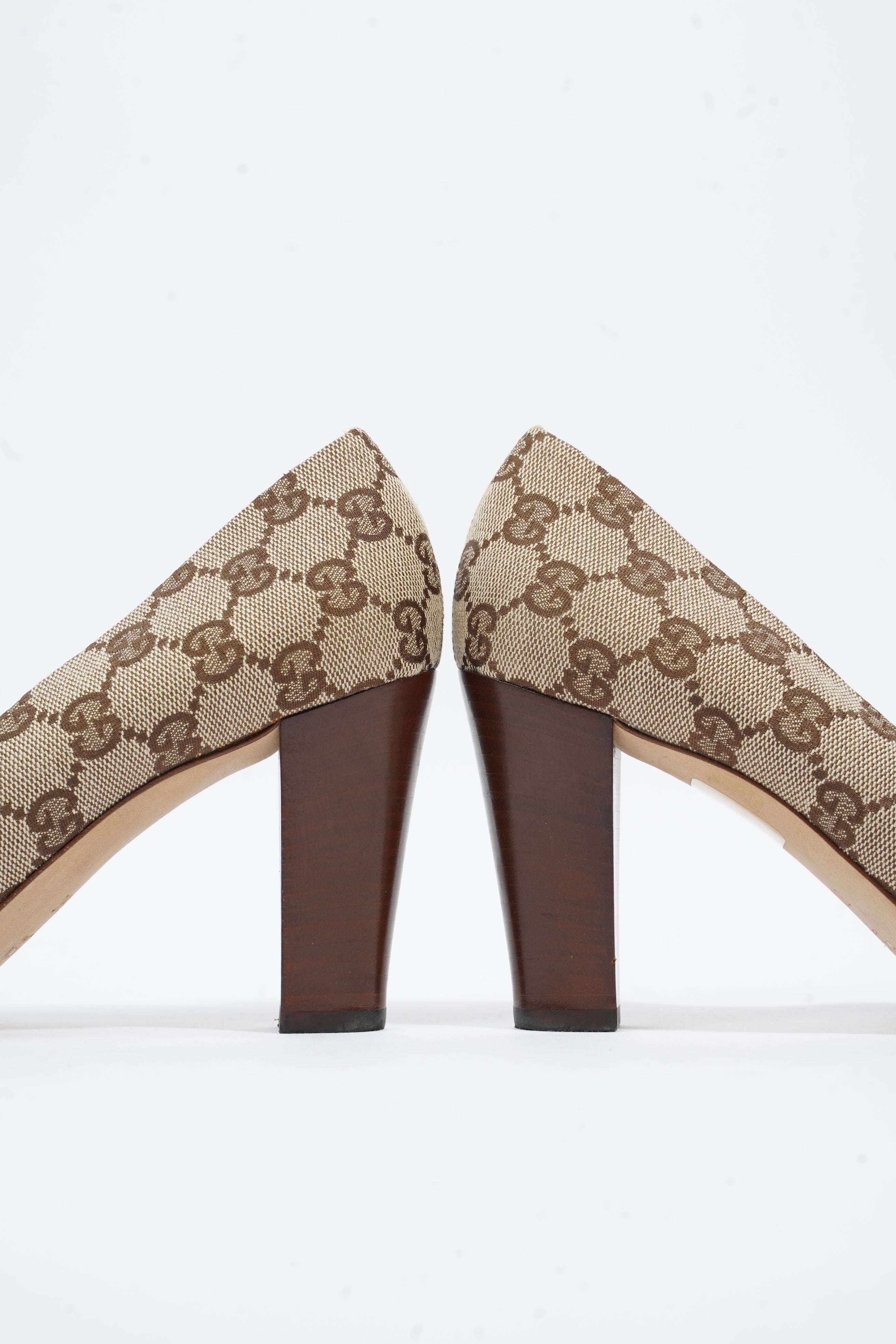 Gucci Bamboo Horsebit Pump 85 Supreme Canvas EU 37.5 UK 4.5