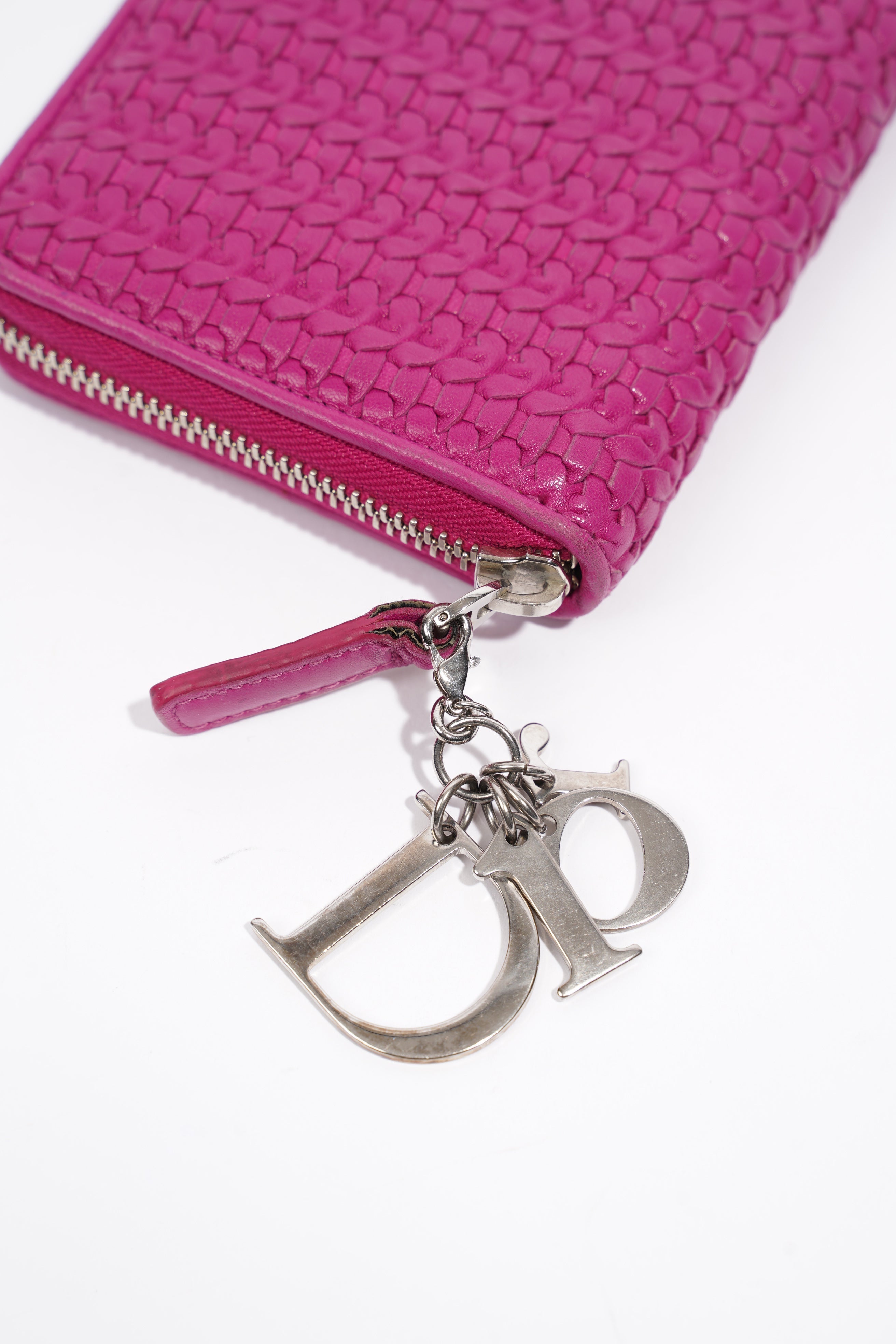 Christian Dior Zip Wallet Pink Leather