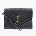 Saint Laurent Envelope Wristlet Black Grained Leather