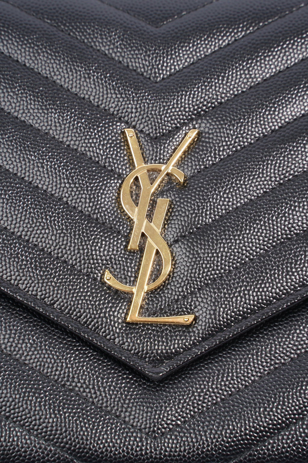 Saint Laurent Envelope Wristlet Black Grained Leather