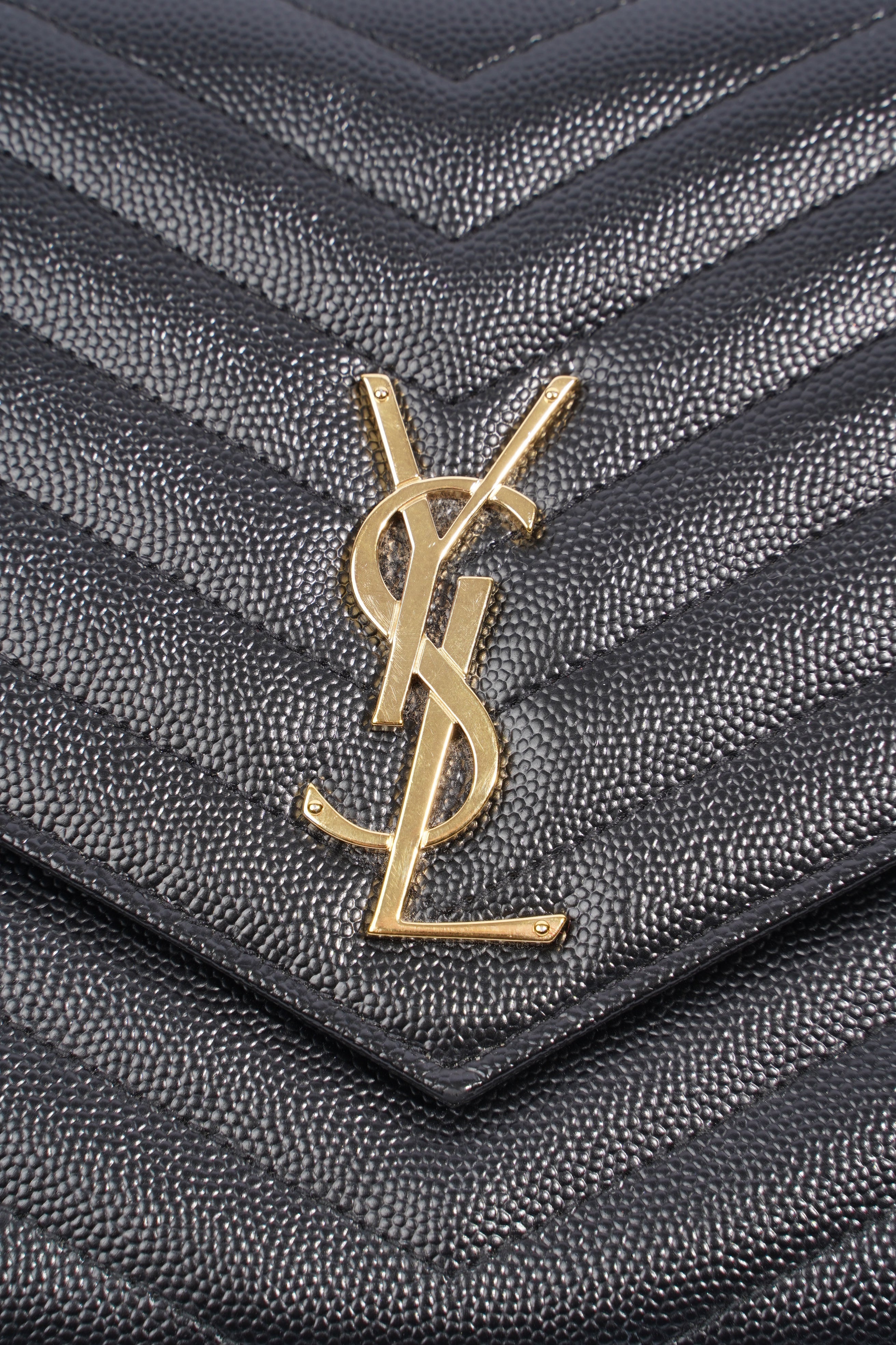 Saint Laurent Envelope Wristlet Black Grained Leather