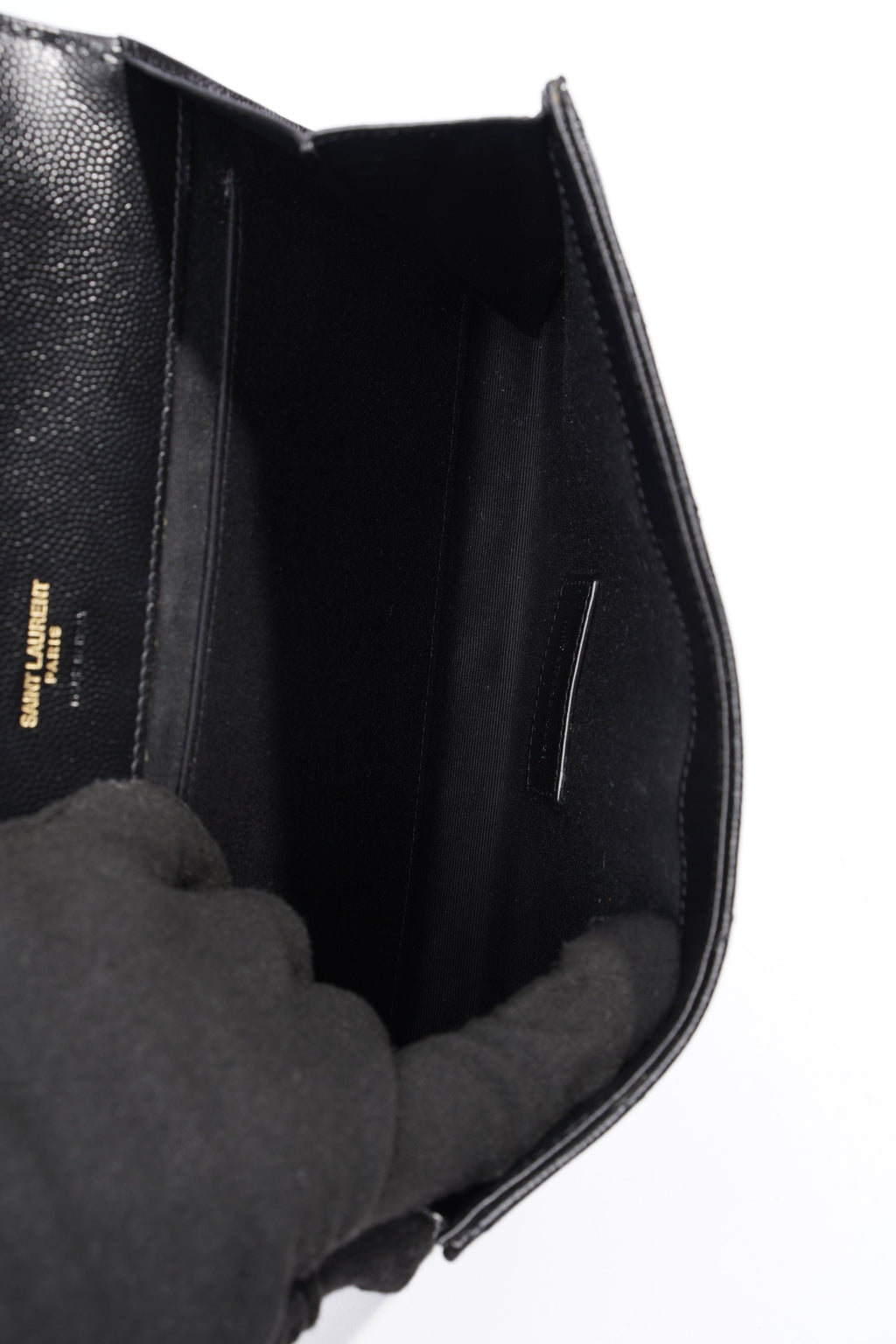 Saint Laurent Envelope Wristlet Black Grained Leather