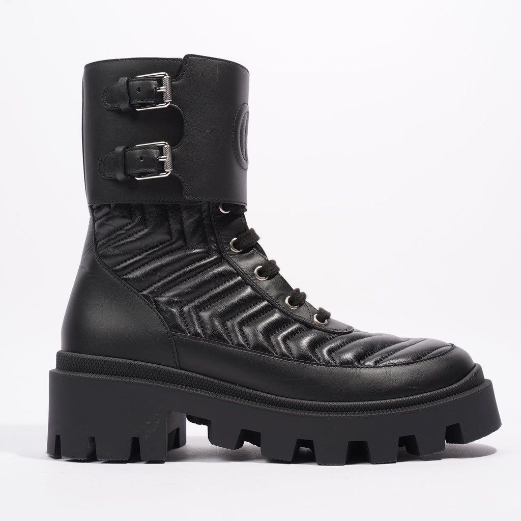 Gucci Nappa Matelasse Frances Black Leather EU 37 UK 4