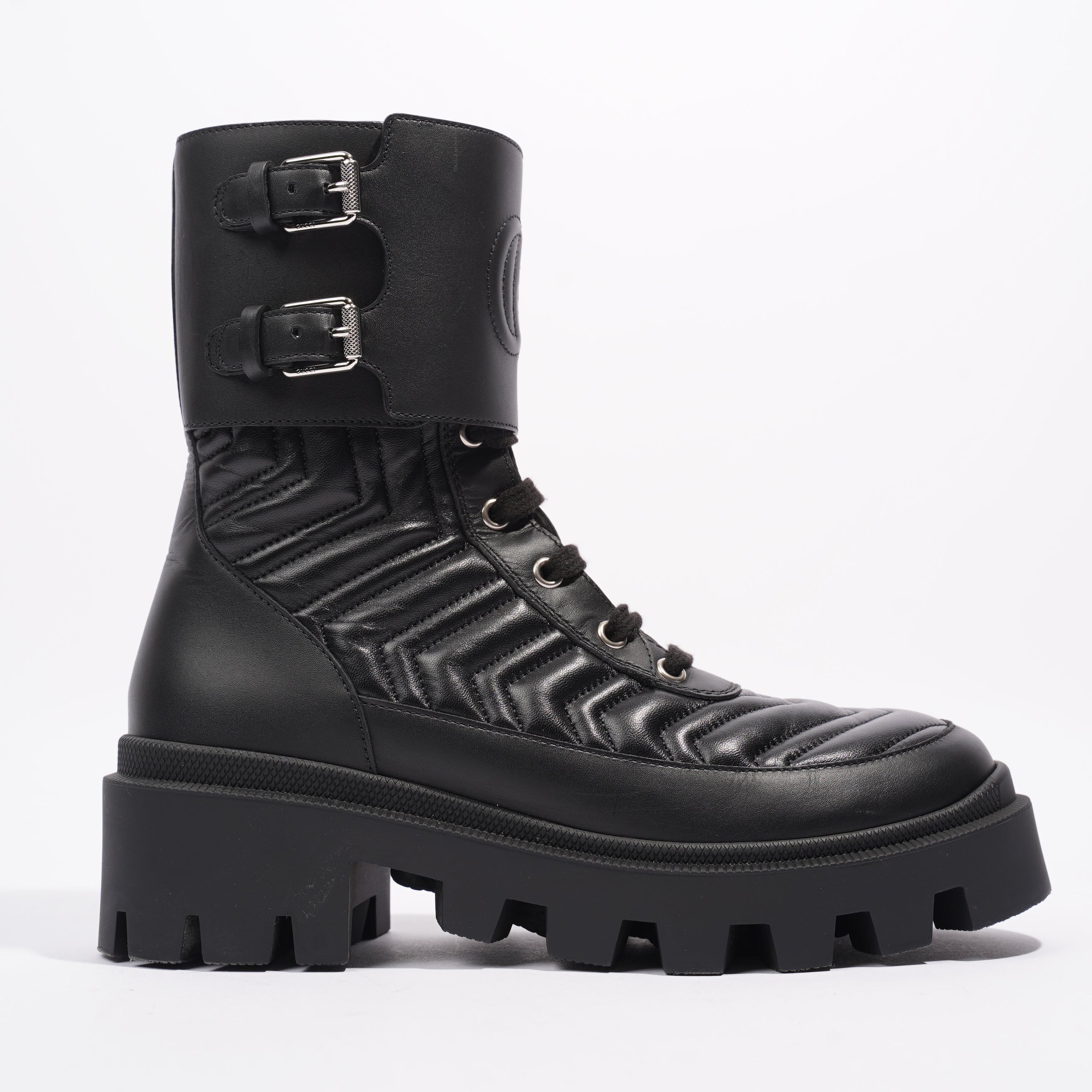 Gucci Nappa Matelasse Frances Black Leather EU 37 UK 4