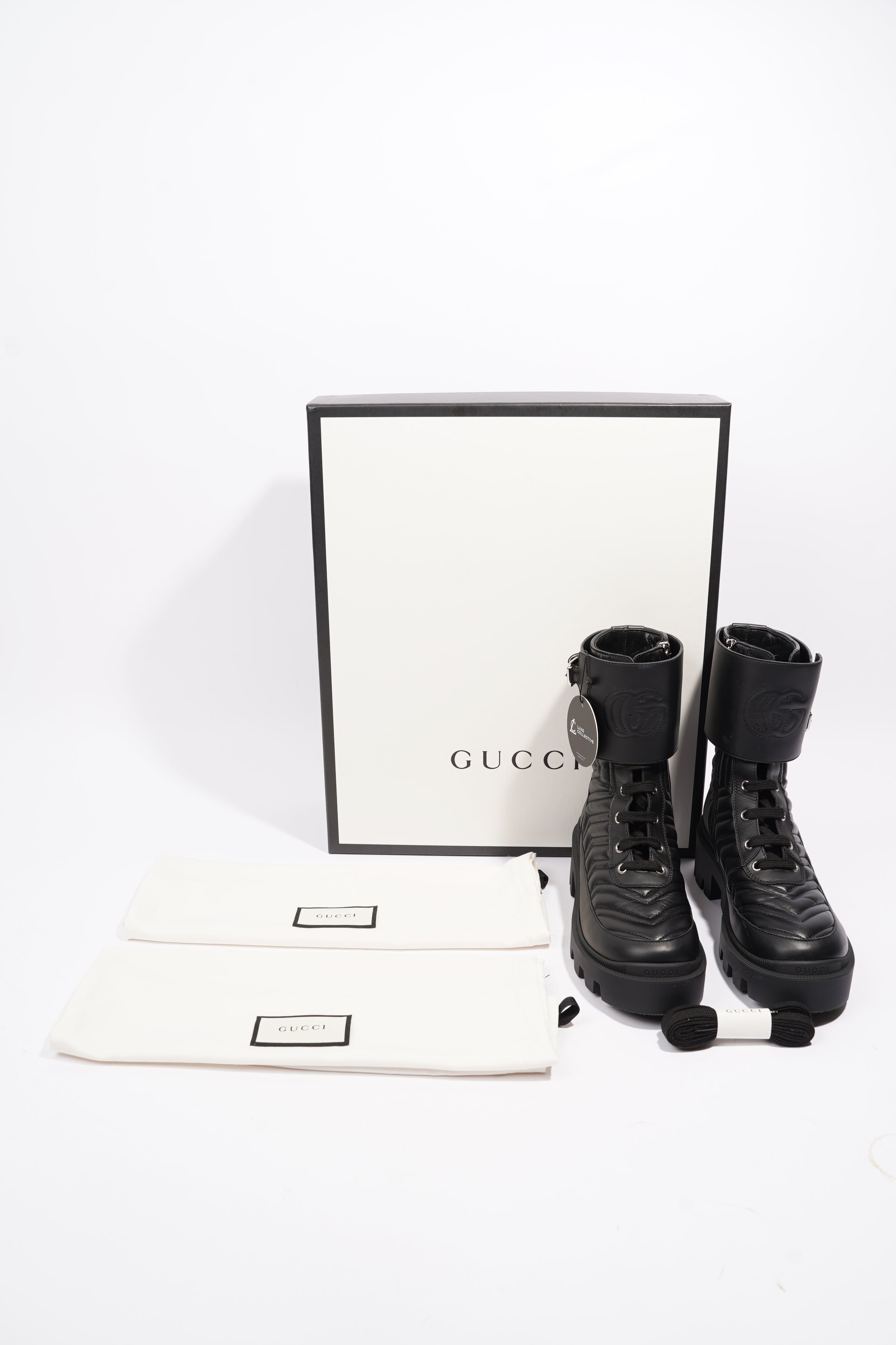 Gucci Nappa Matelasse Frances Black Leather EU 37 UK 4