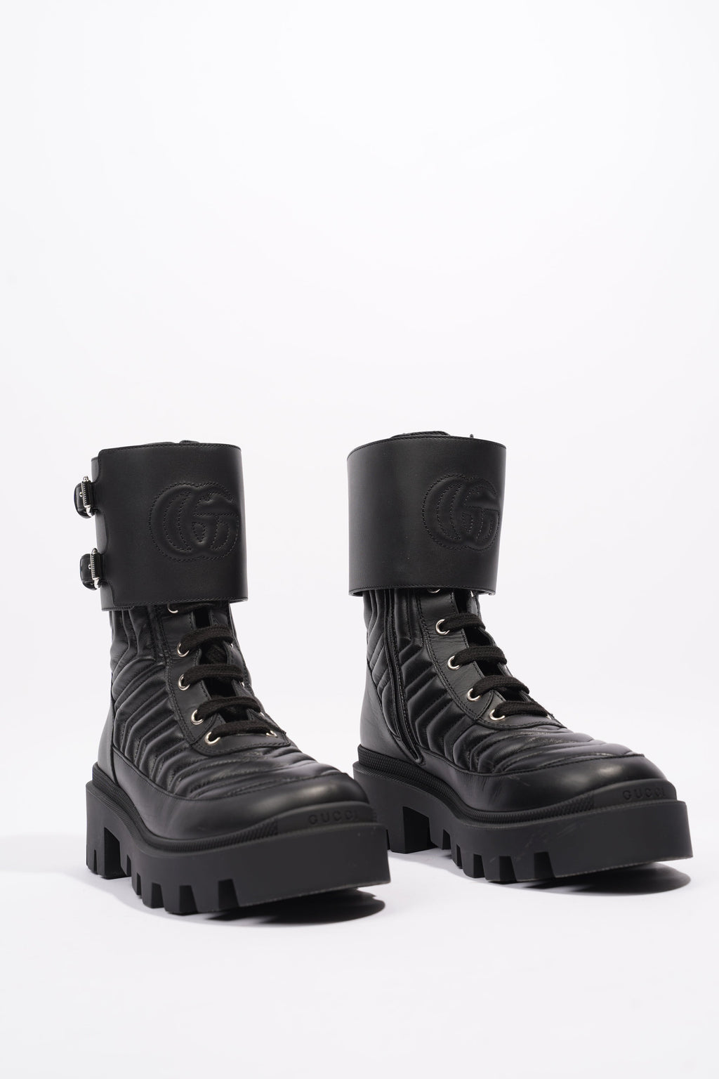 Gucci Nappa Matelasse Frances Black Leather EU 37 UK 4