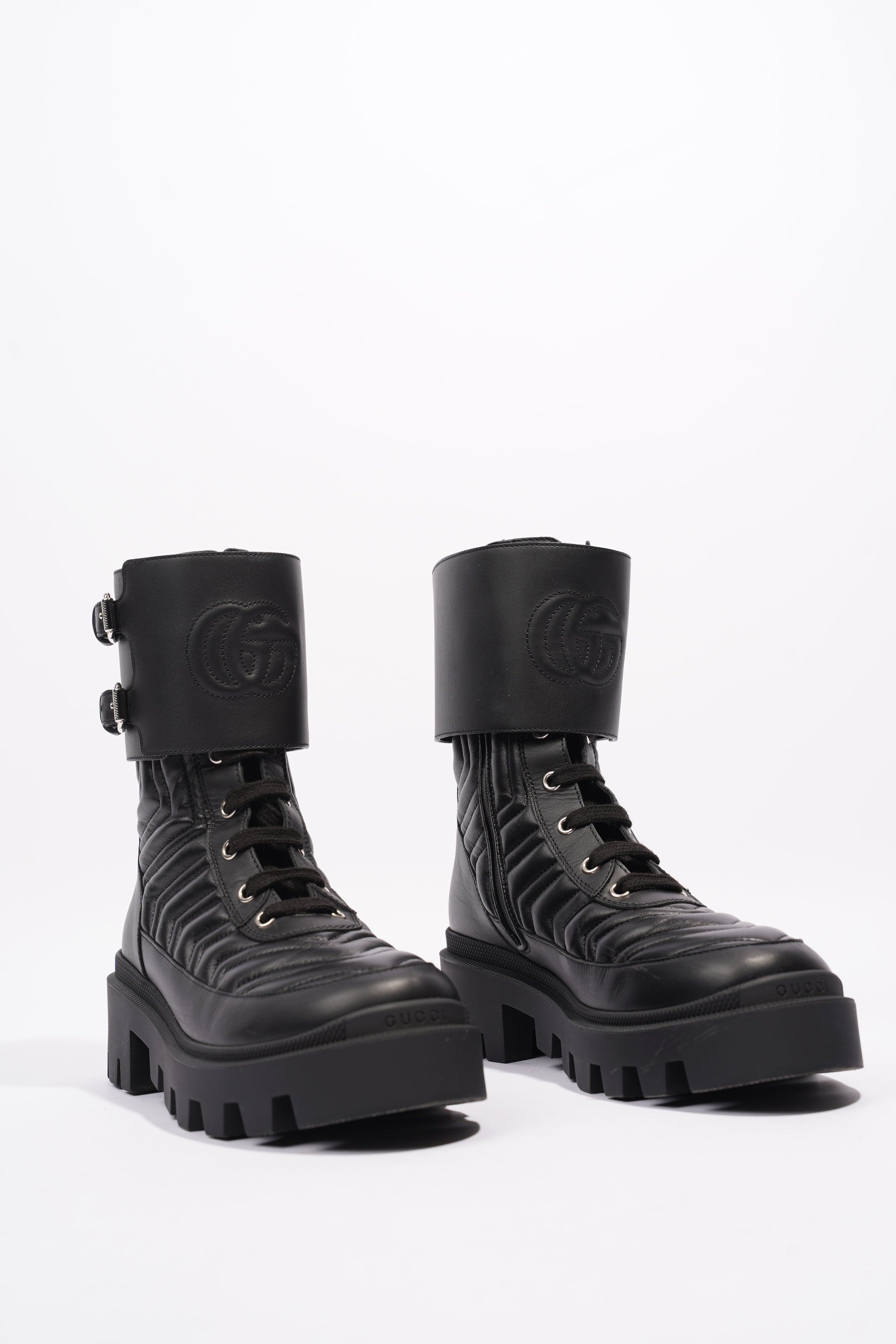 Gucci Nappa Matelasse Frances Black Leather EU 37 UK 4