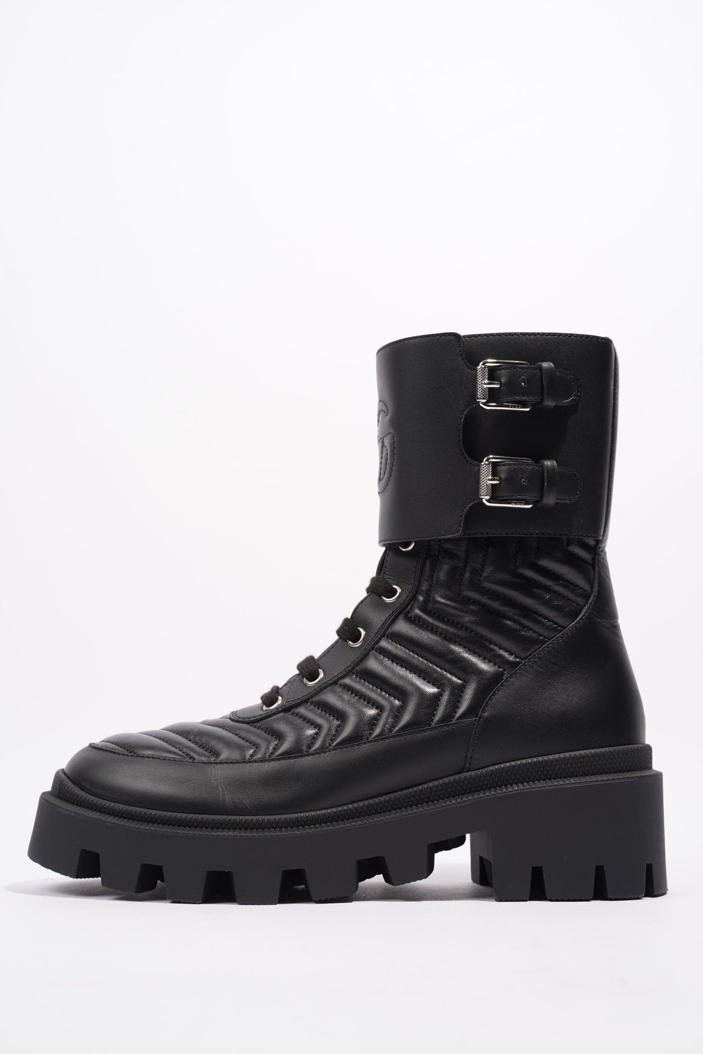 Gucci Nappa Matelasse Frances Black Leather EU 37 UK 4