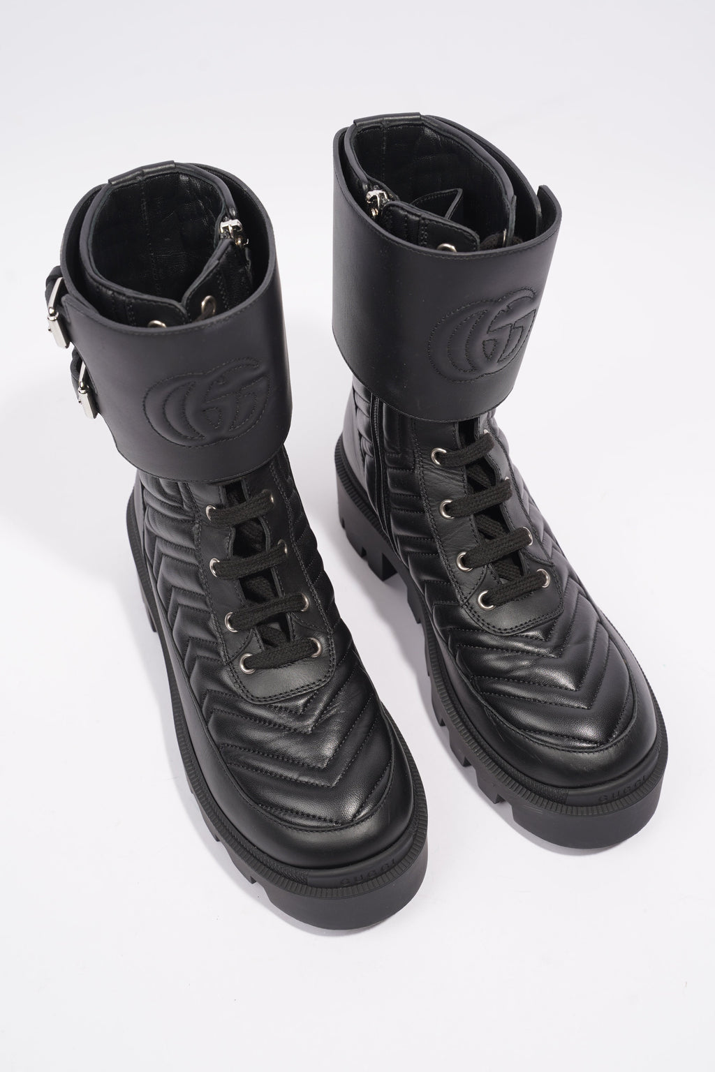 Gucci Nappa Matelasse Frances Black Leather EU 37 UK 4