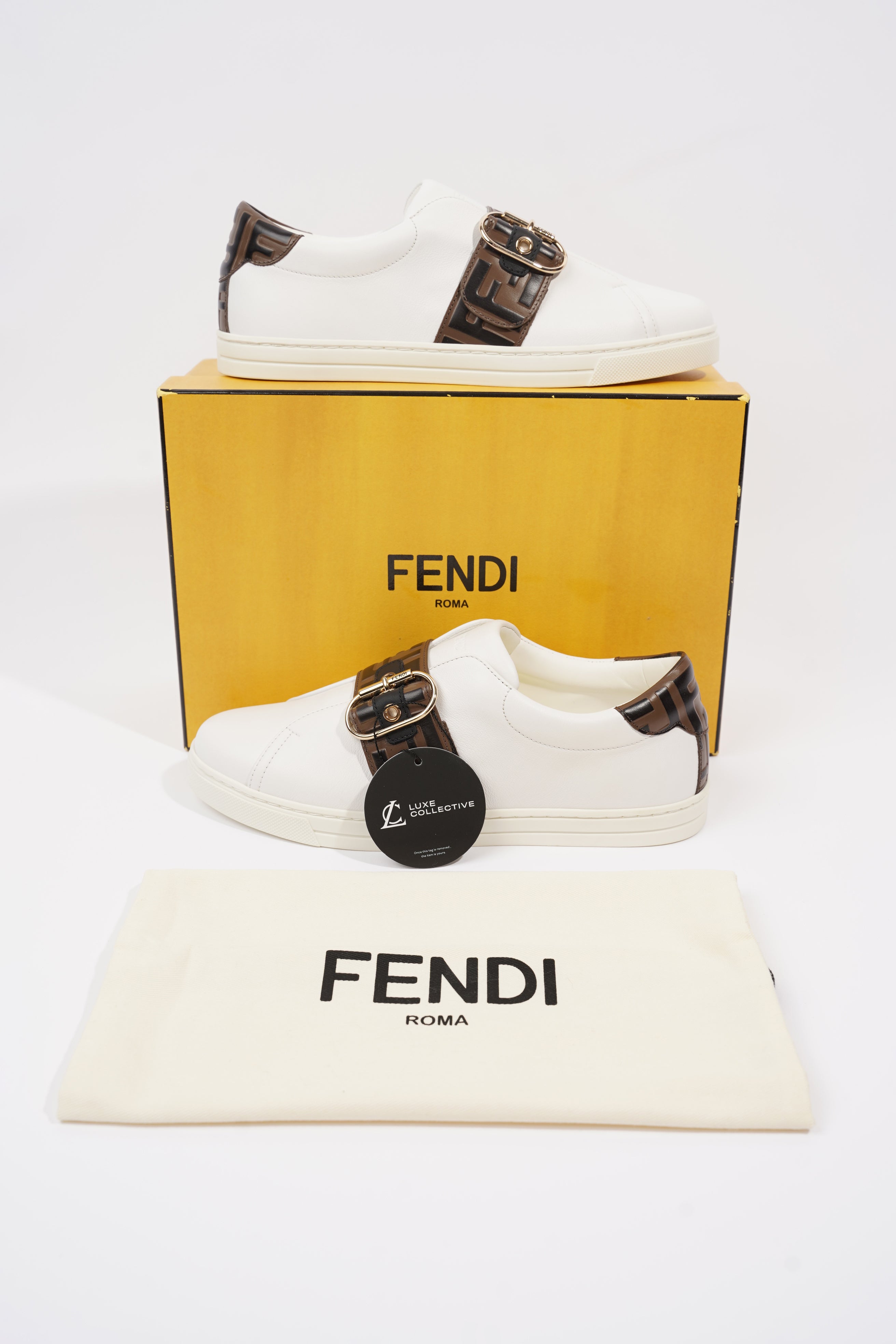 Fendi Zucca FF Logo Sneaker White Leather EU 40 UK 7