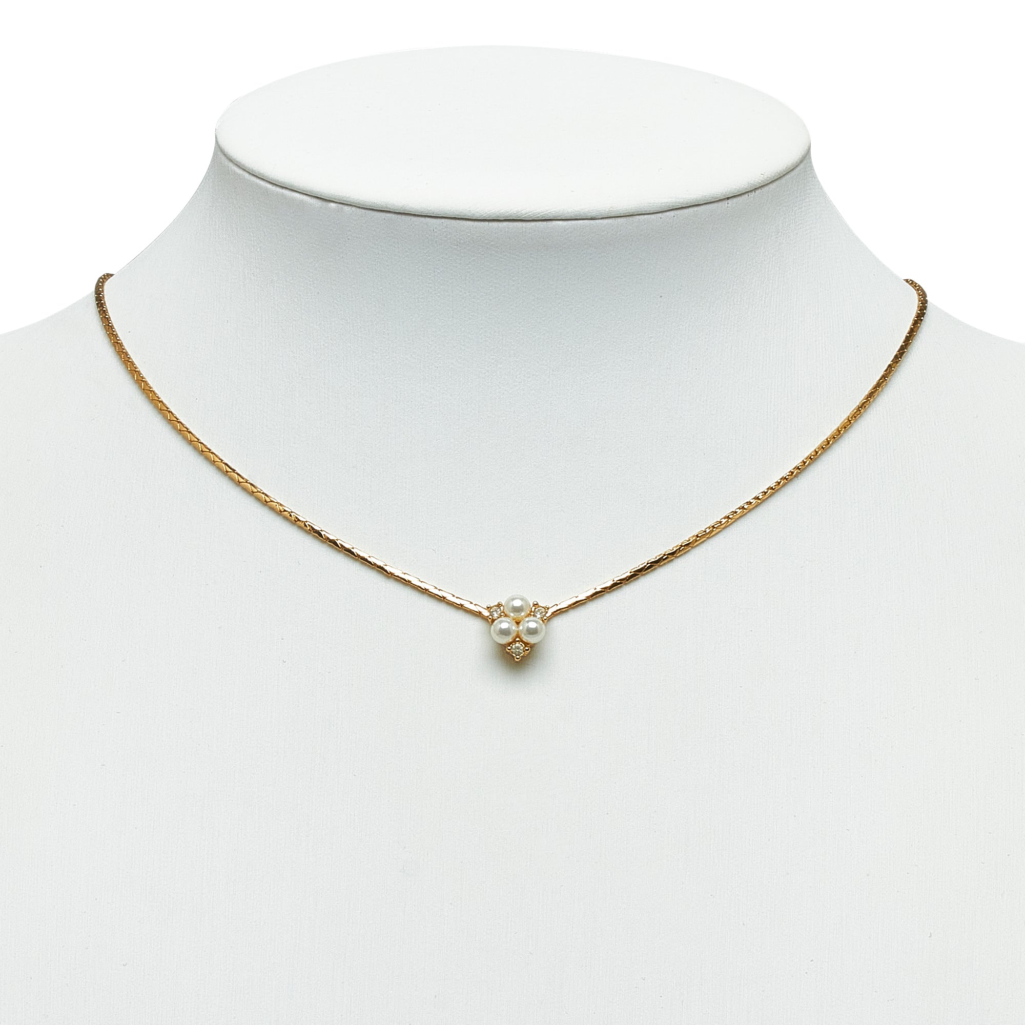 DIOR Faux Pearl and Crystal Pendant Necklace Costume Necklace