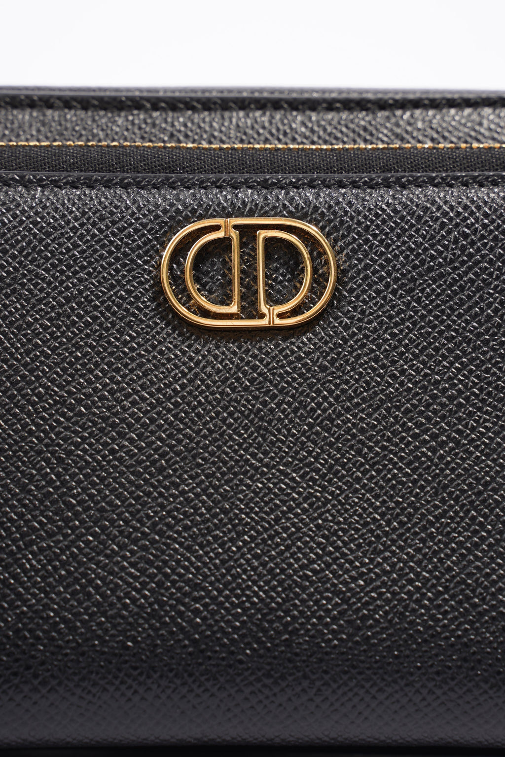 Christian Dior Caro Double Zipped Pouch Black Leather