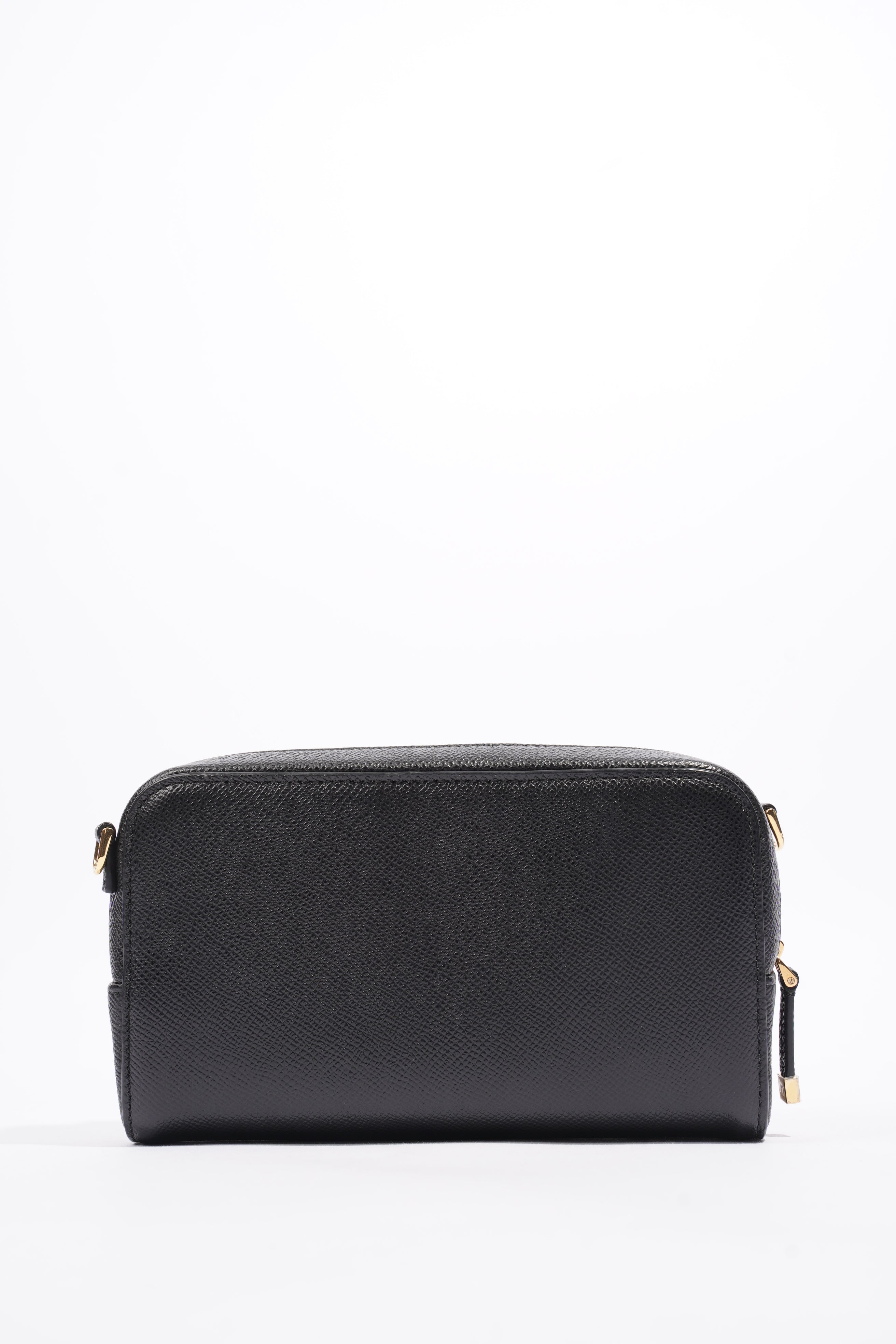 Christian Dior Caro Double Zipped Pouch Black Leather