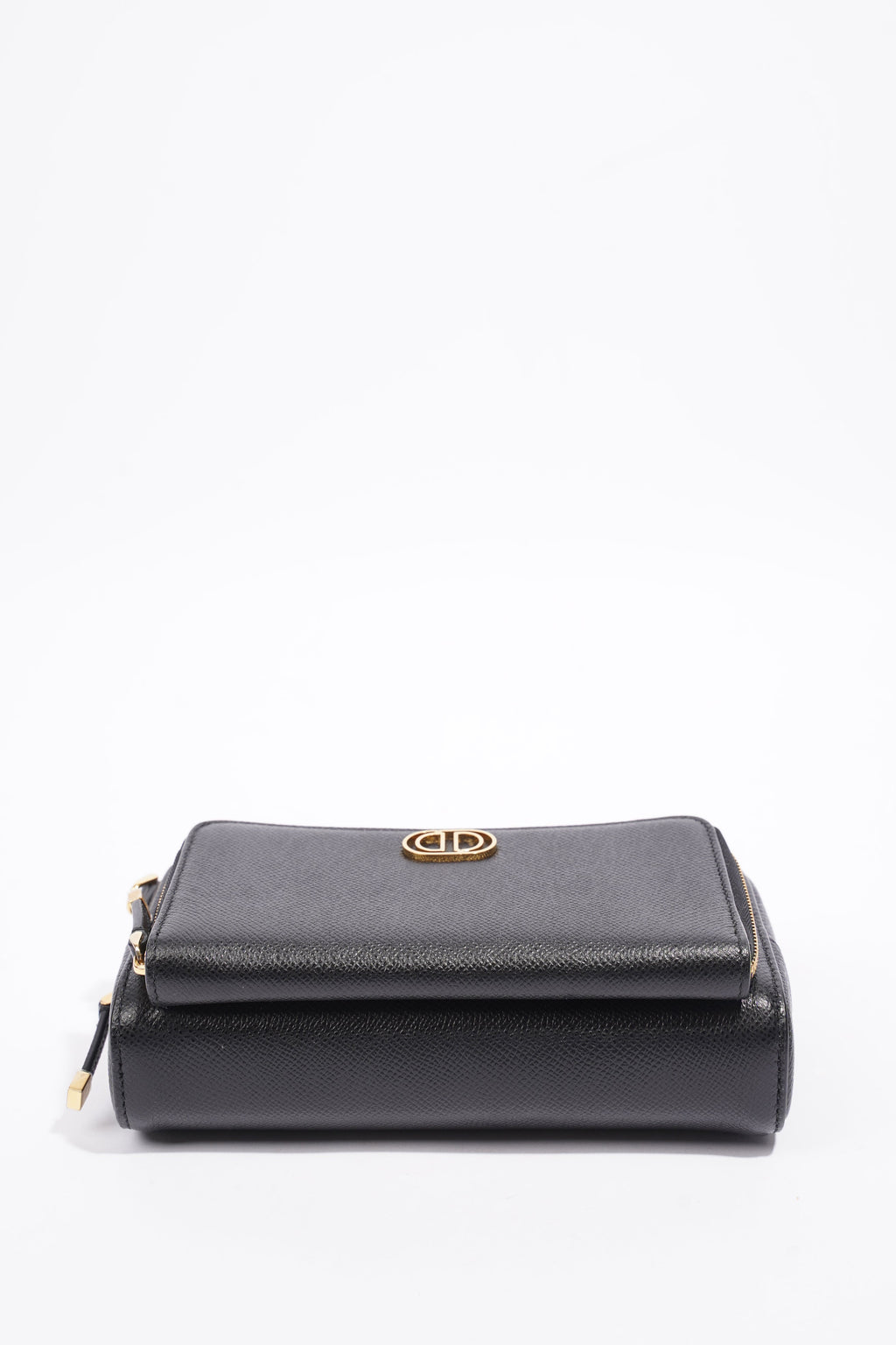 Christian Dior Caro Double Zipped Pouch Black Leather