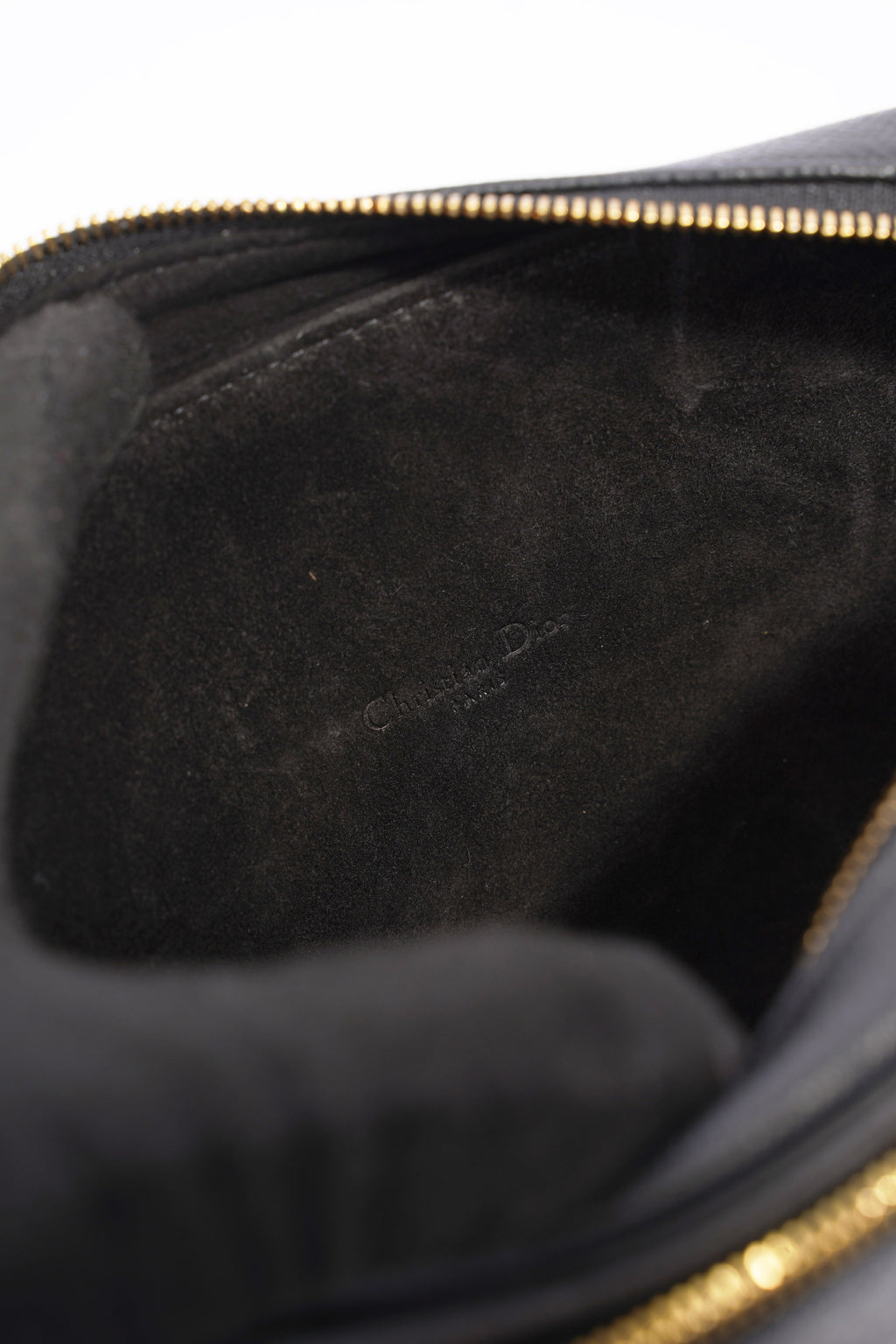 Christian Dior Caro Double Zipped Pouch Black Leather