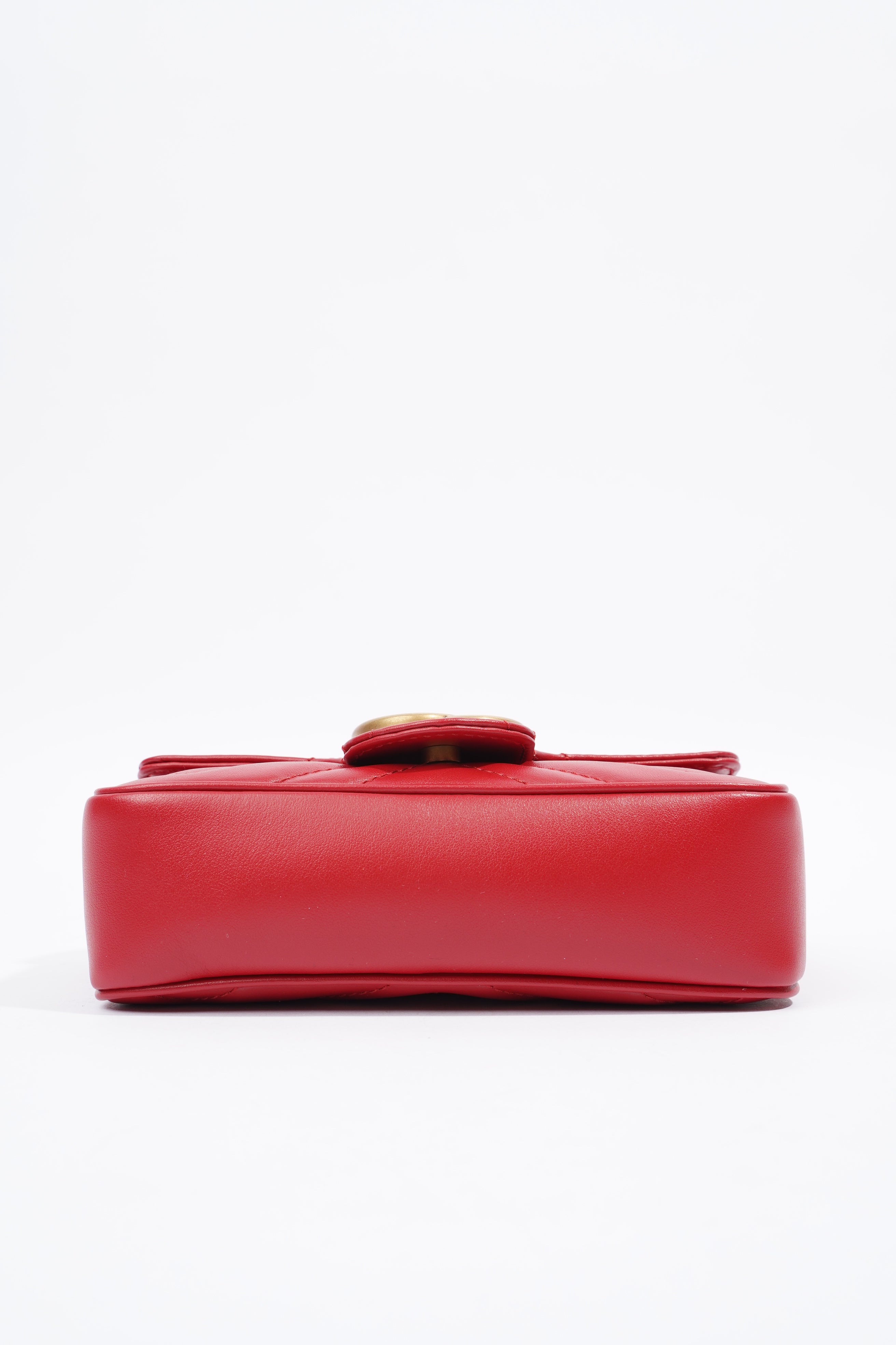 Gucci GG Marmont Red Matelasse Leather Super Mini