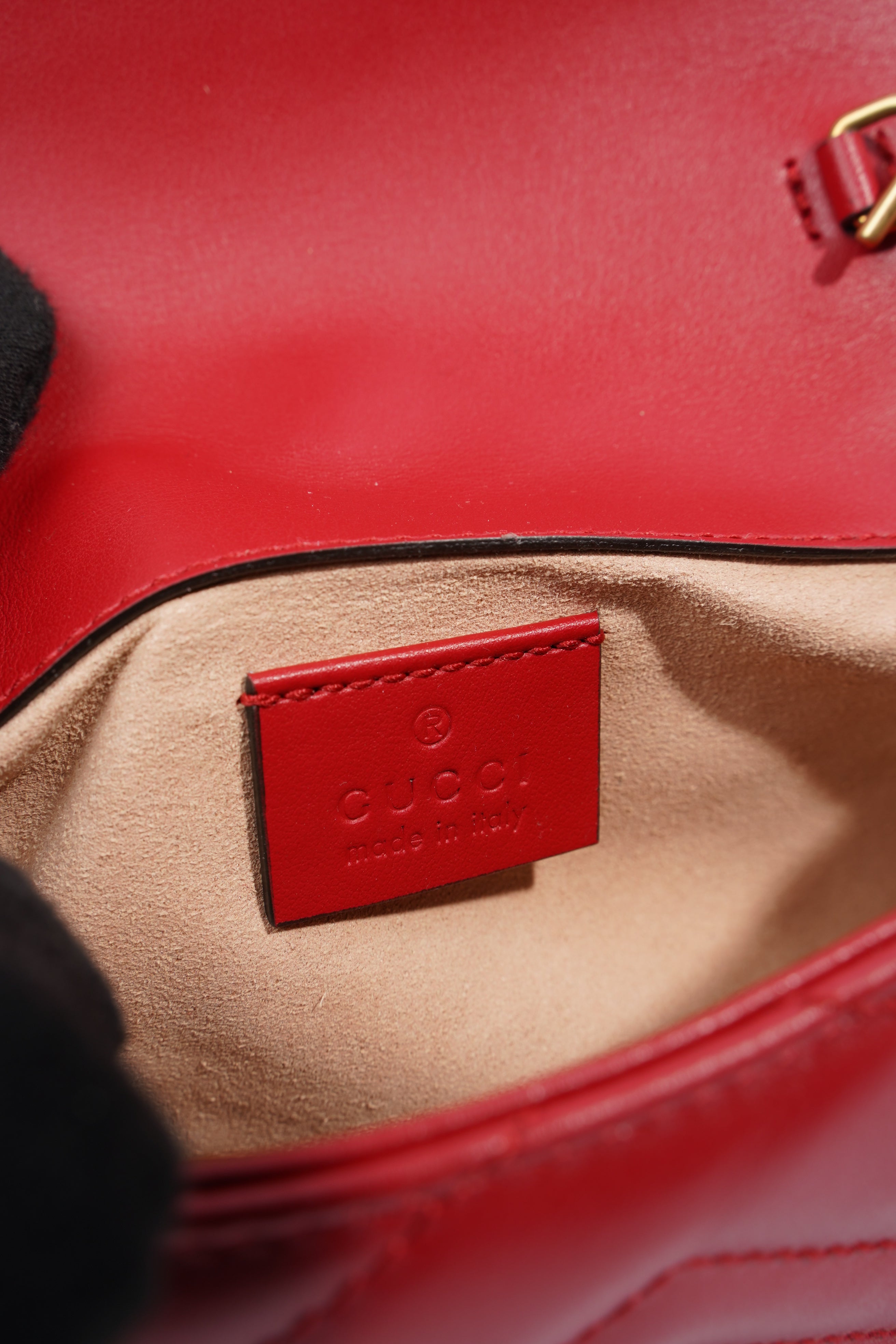 Gucci GG Marmont Red Matelasse Leather Super Mini