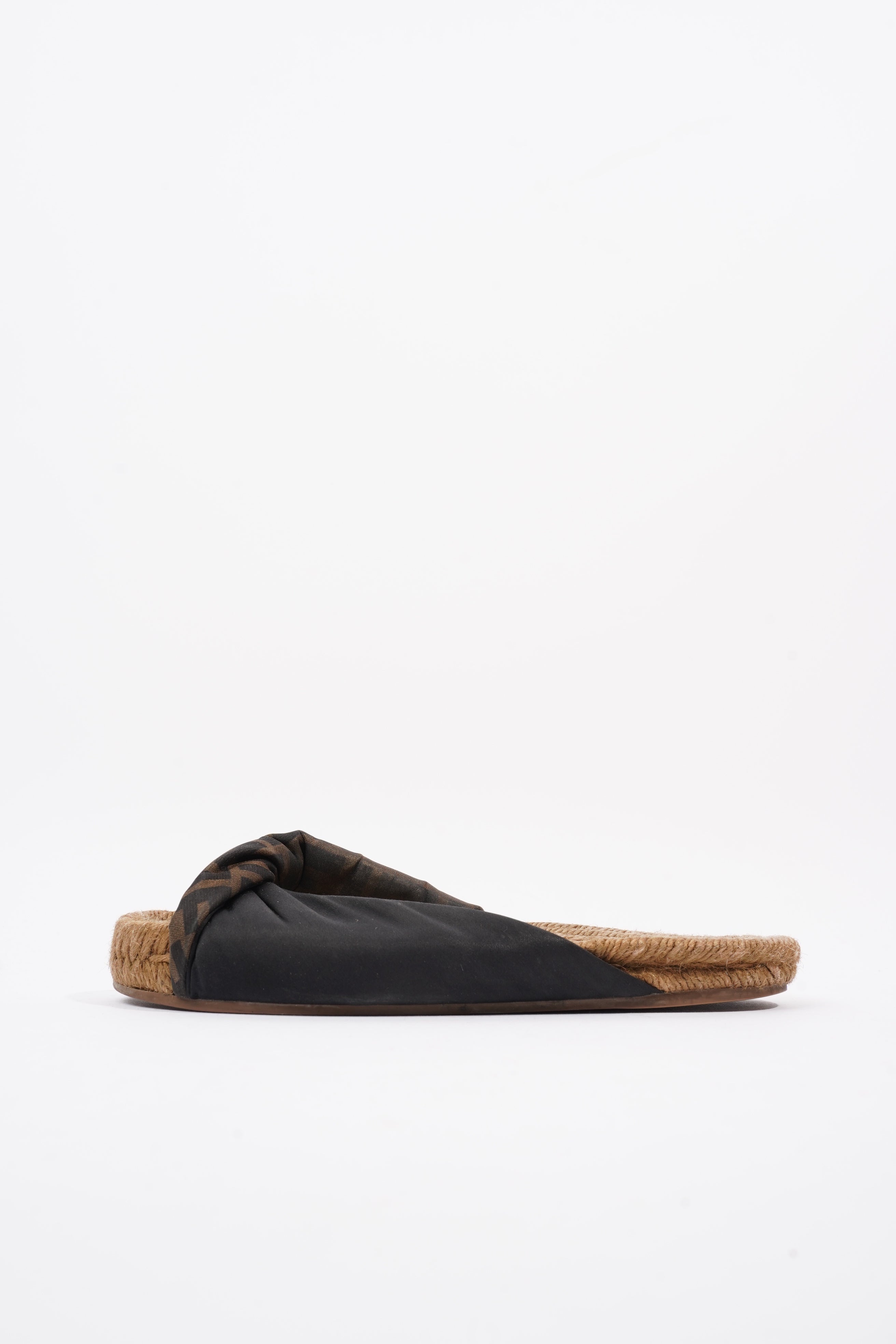 Fendi Espadrilles Black / Brown Satin EU 36 UK 3