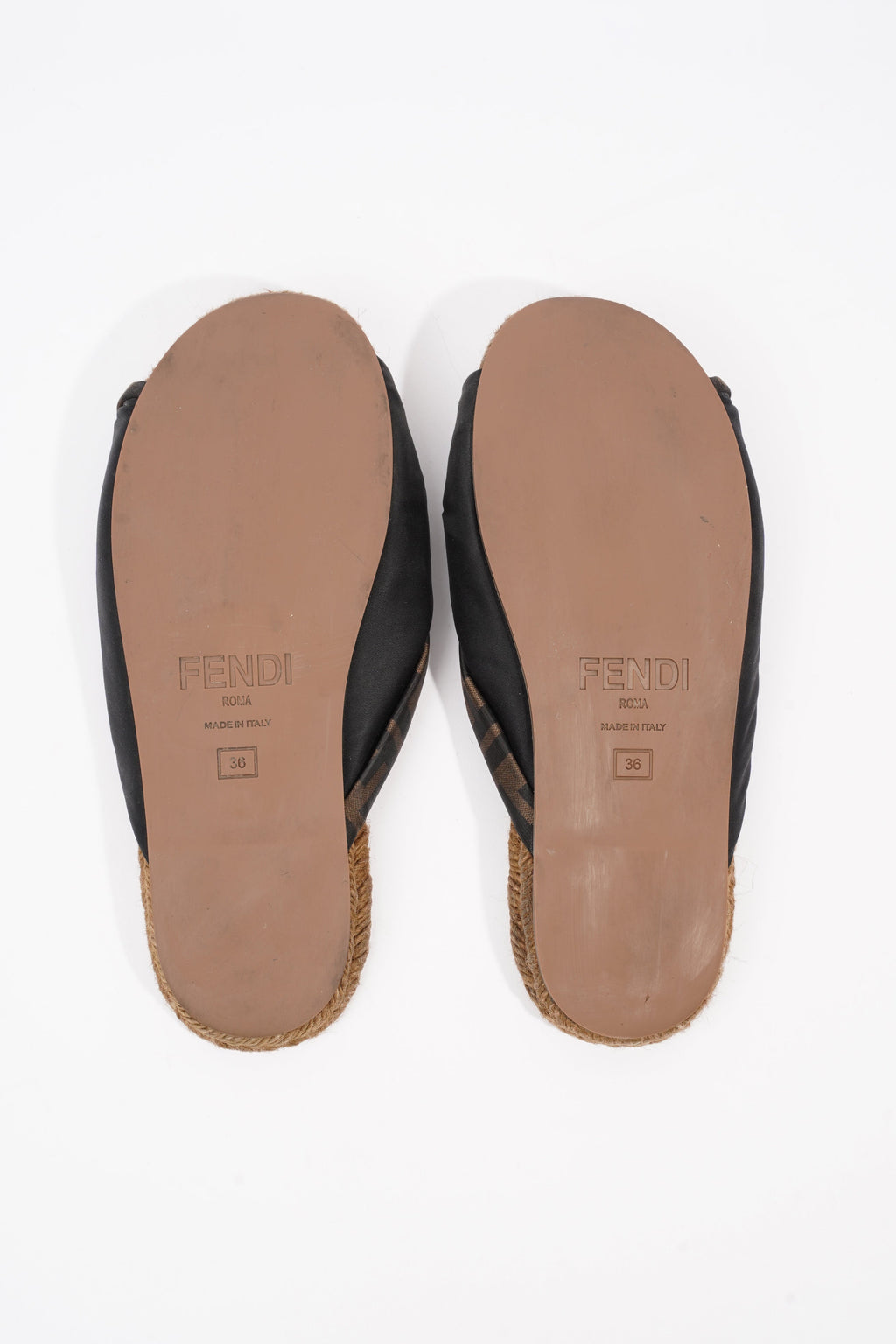 Fendi Espadrilles Black / Brown Satin EU 36 UK 3