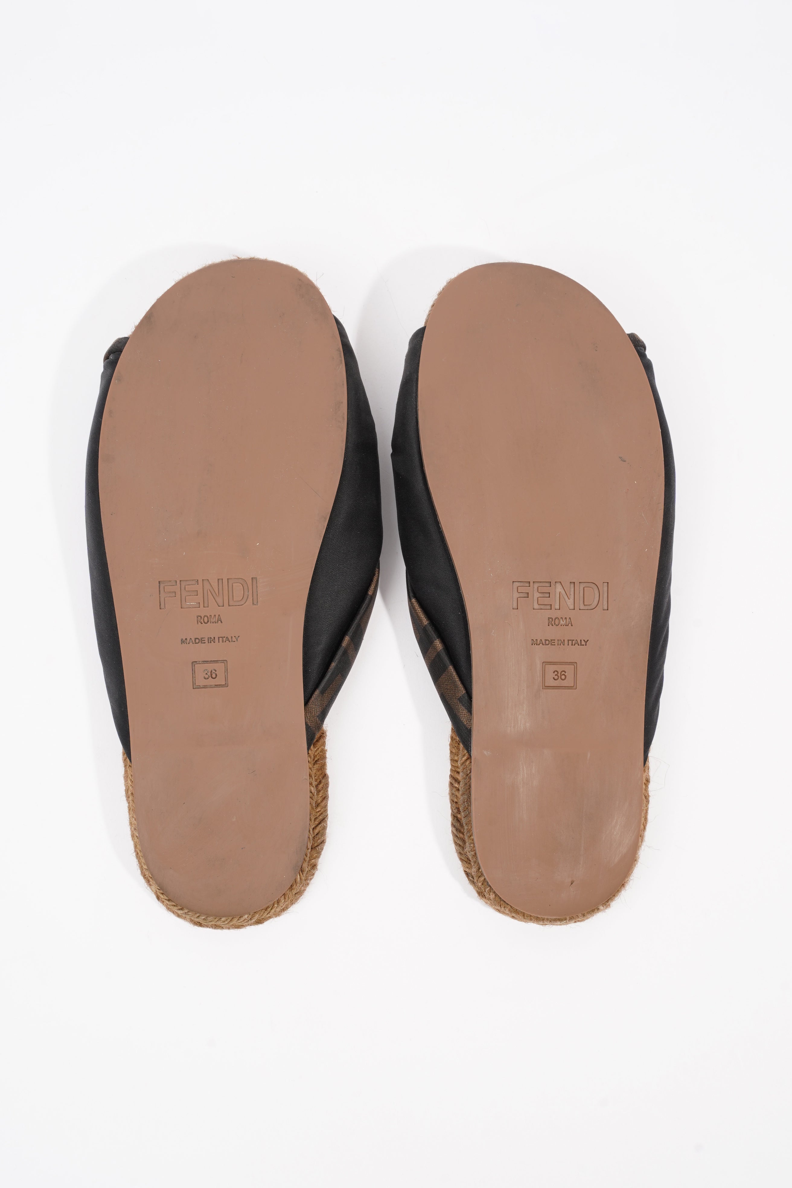 Fendi Espadrilles Black / Brown Satin EU 36 UK 3