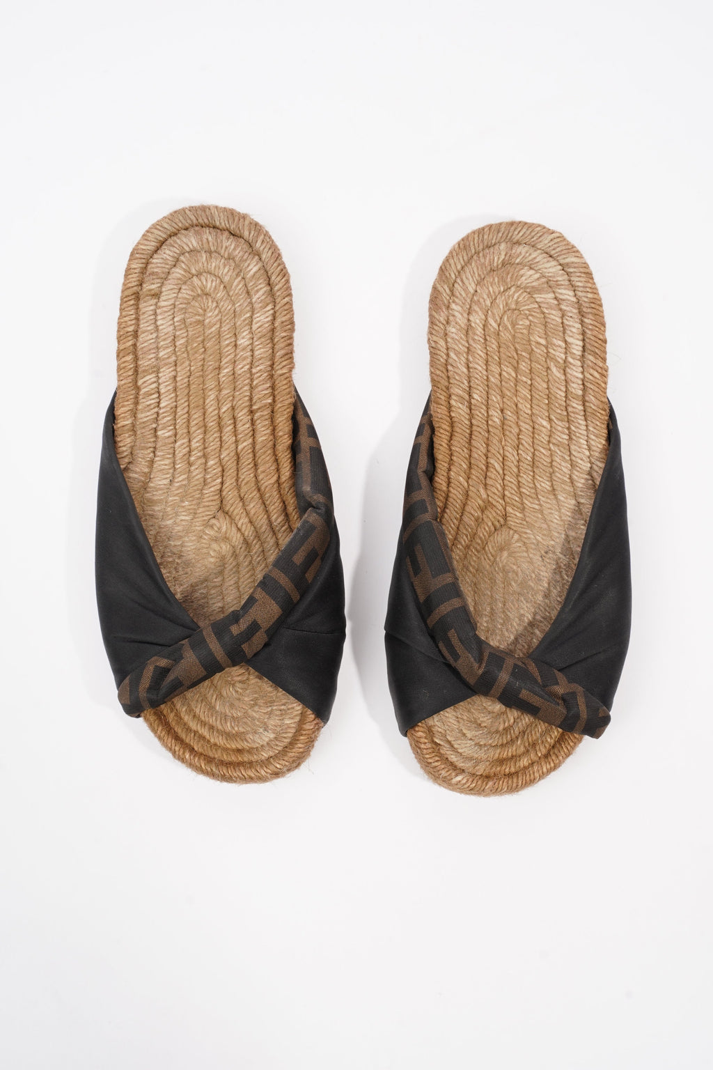 Fendi Espadrilles Black / Brown Satin EU 36 UK 3