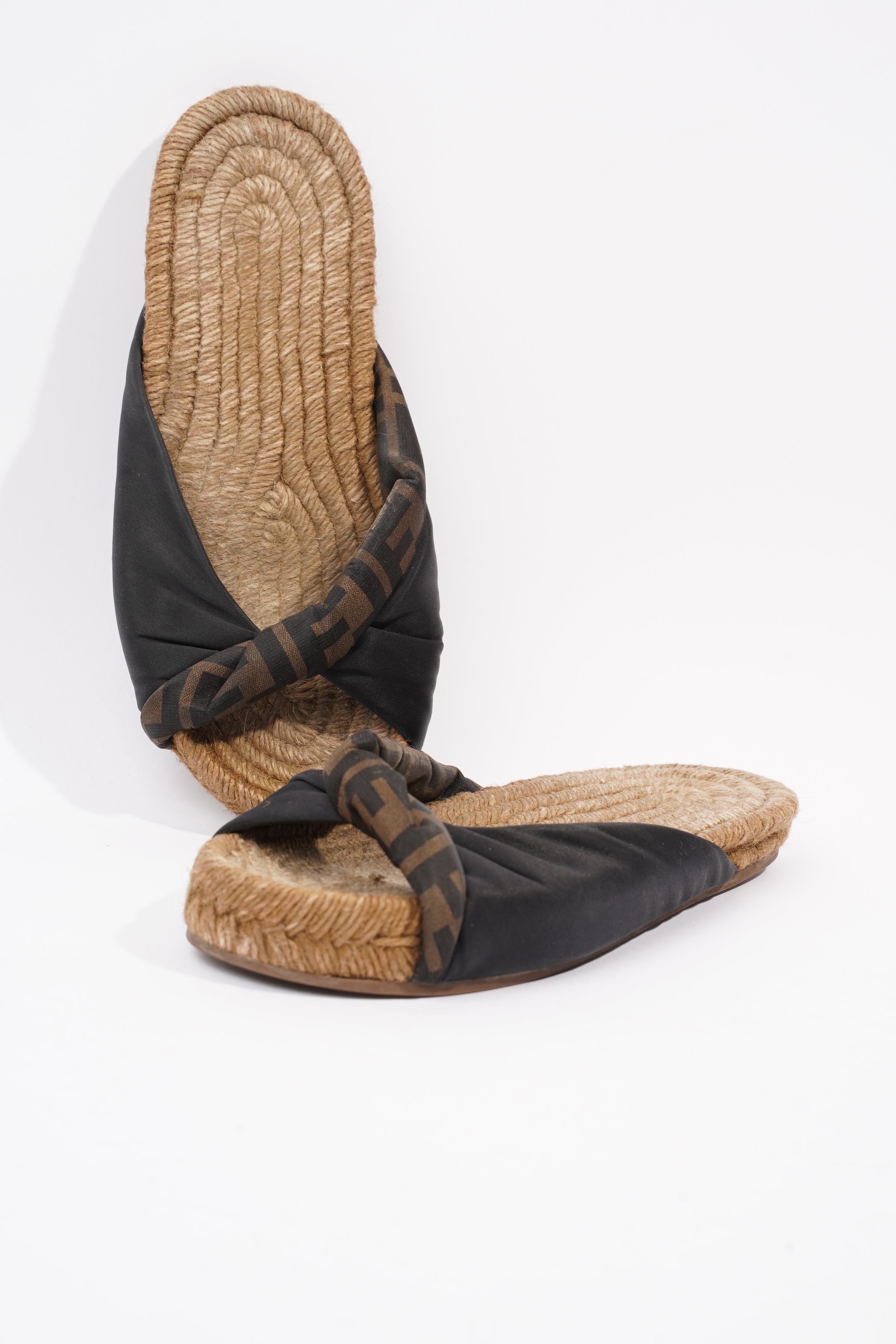 Fendi Espadrilles Black / Brown Satin EU 36 UK 3