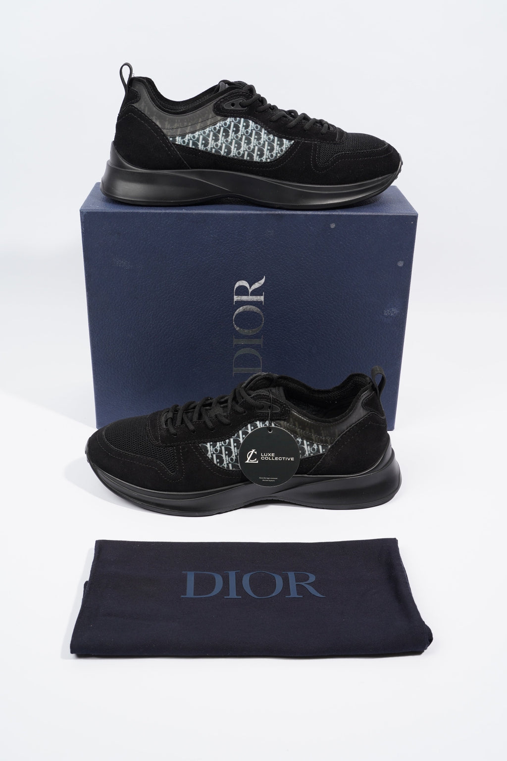 Christian Dior B25 Black / White Oblique Mesh EU 45 UK 11