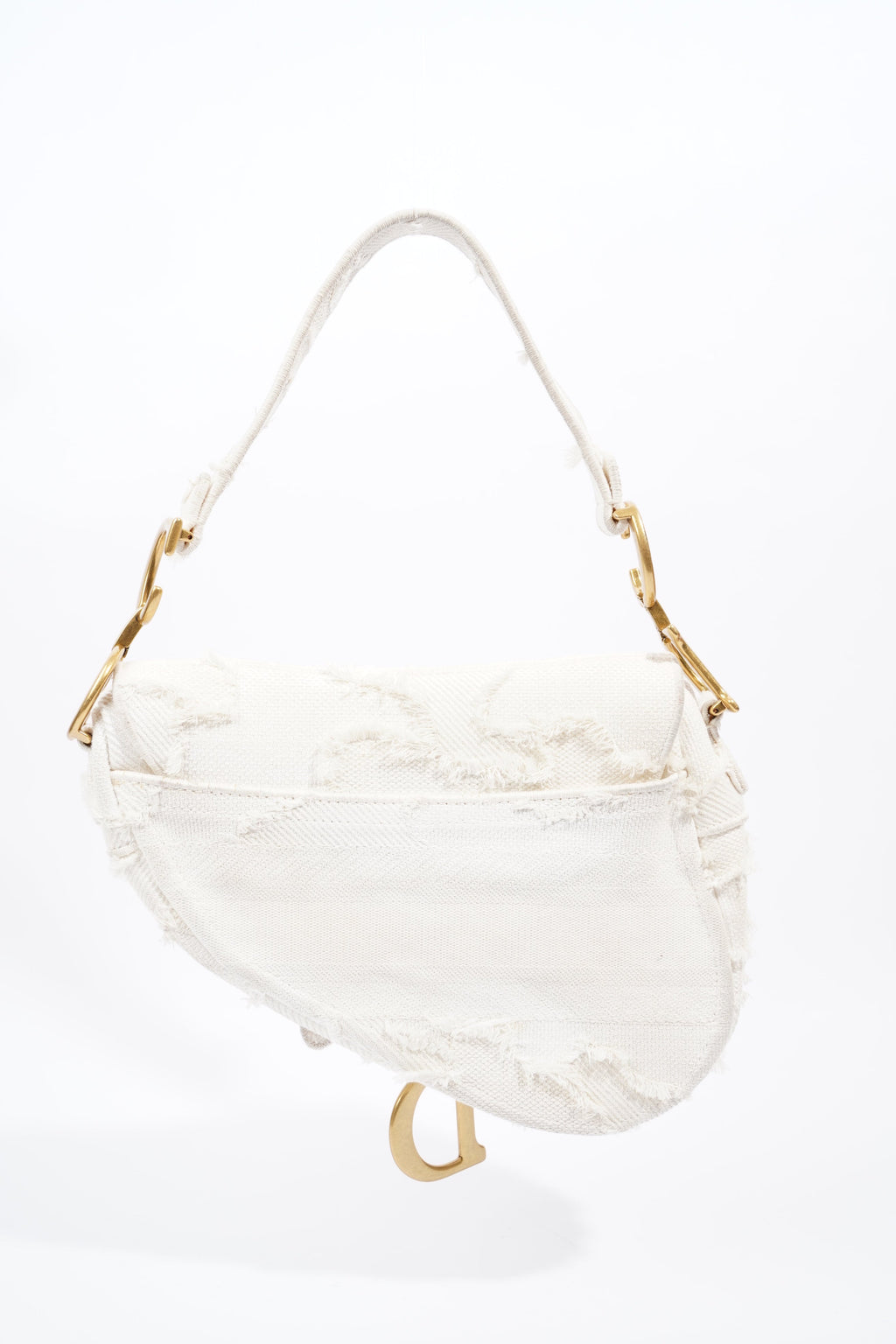 Christian Dior Saddle Bag White Canvas